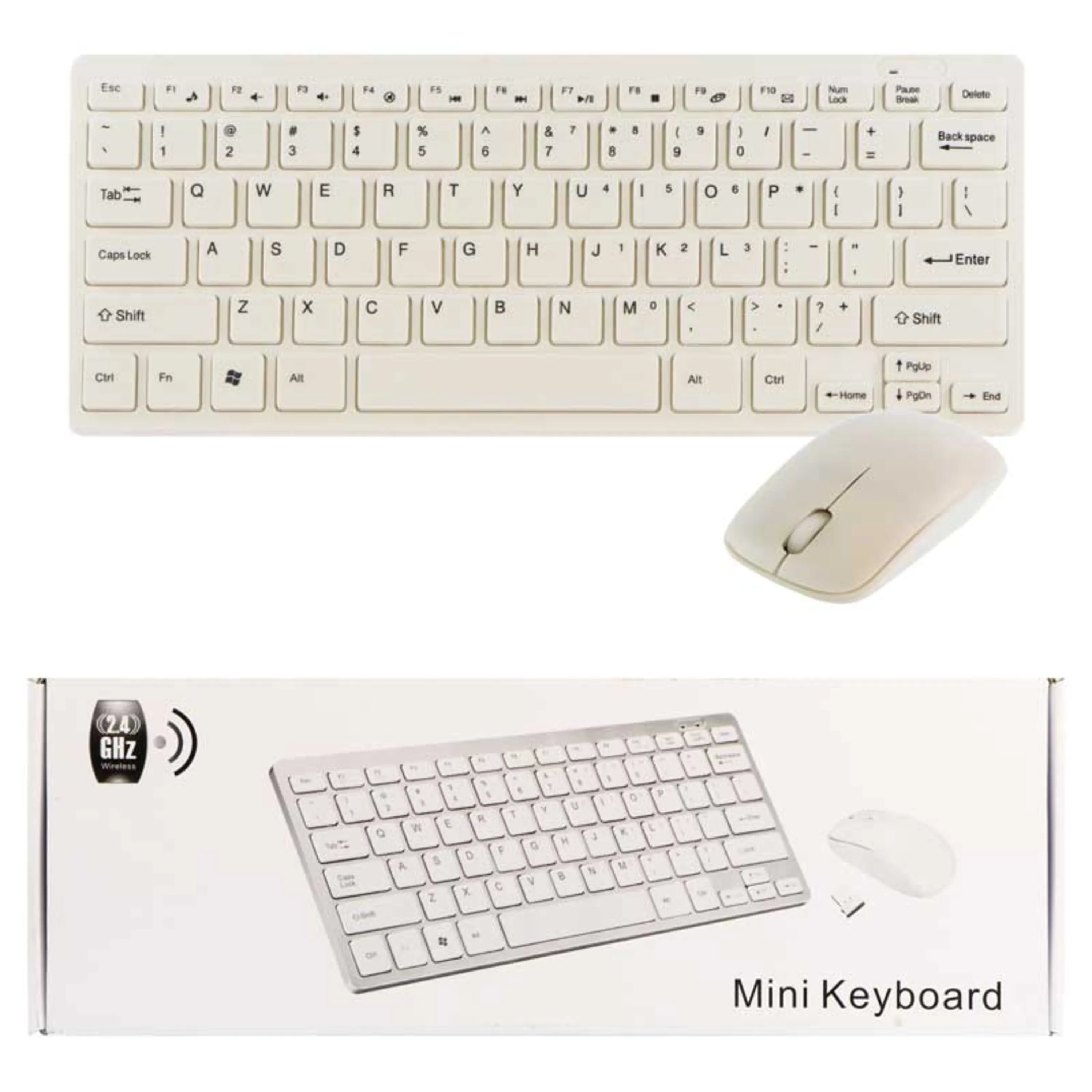 موس و کیبورد بی سیم Mini Keyboard سفید موس و کیبورد بی سیم Mini Keyboard سفید