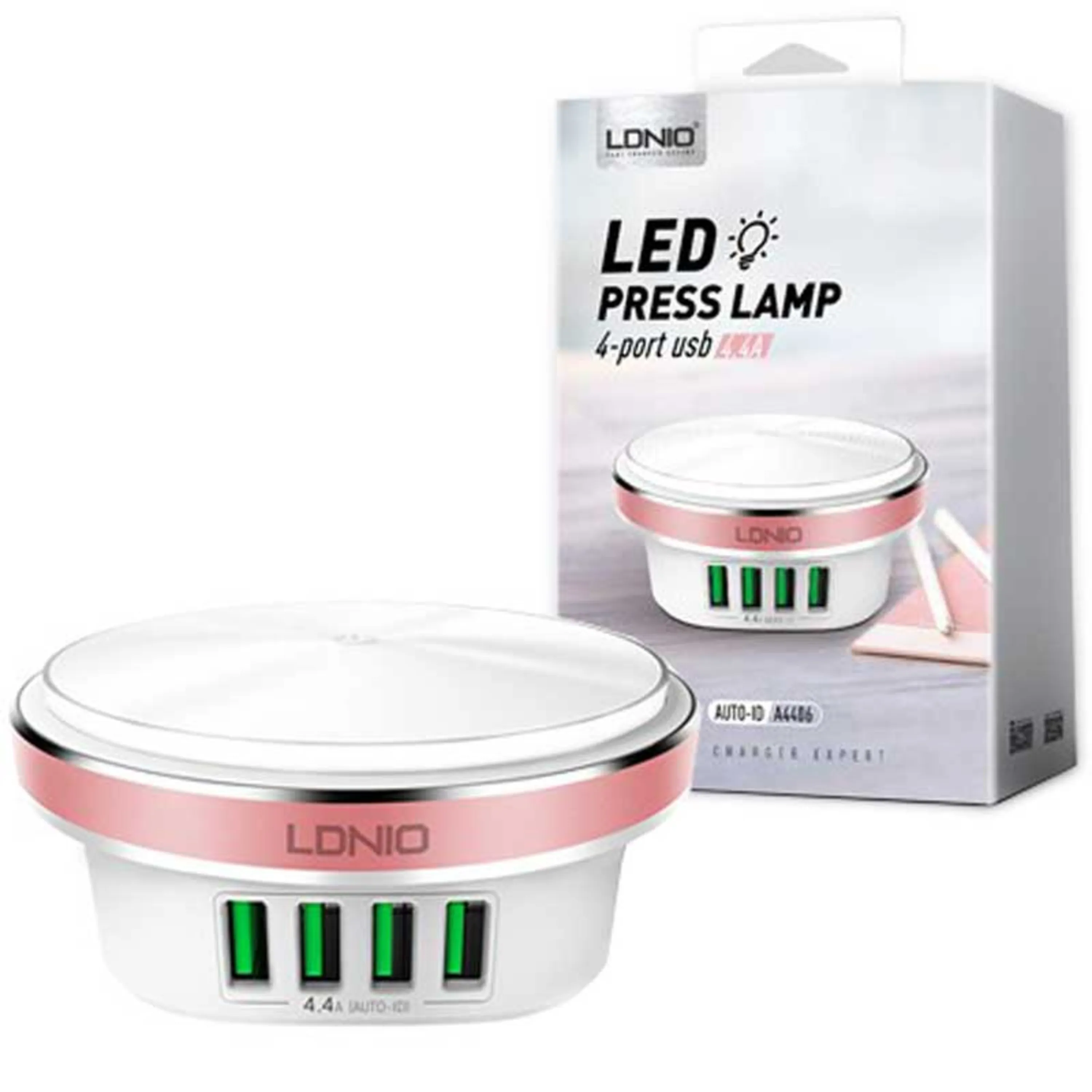 شارژر 4 پورت ال دی نیو LDNIO A4406 4.4A + چراغ LED شارژر 4 پورت ال دی نیو LDNIO A4406 4.4A + چراغ LED