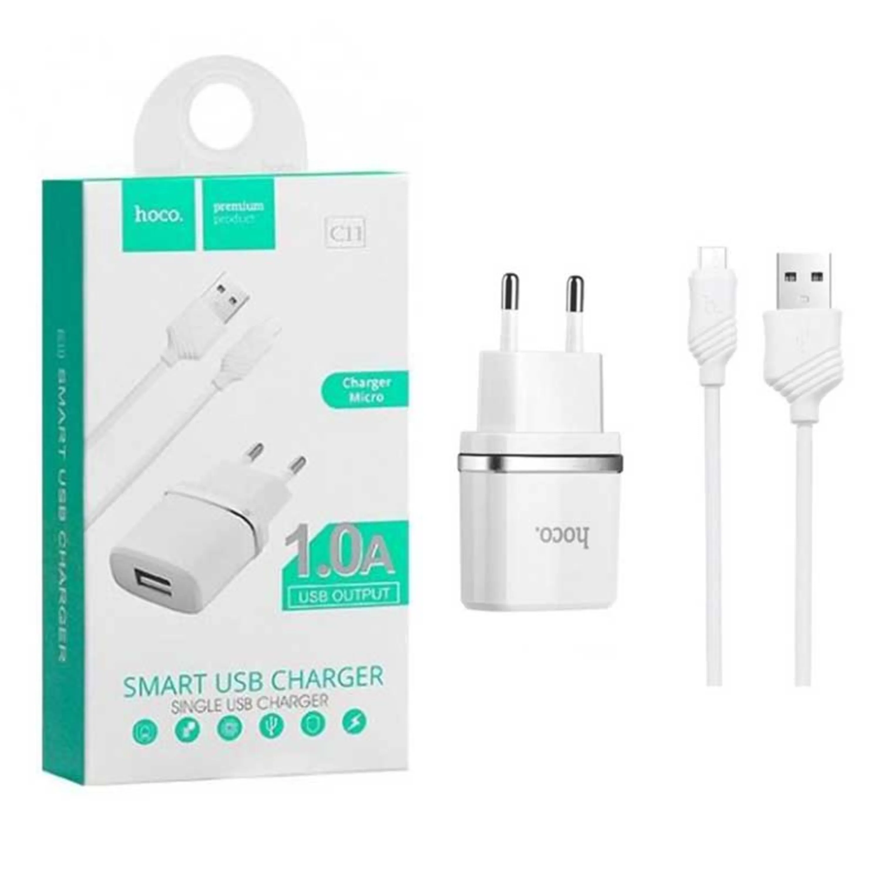 شارژر Hoco C11 + کابل میکرو یو اس بی