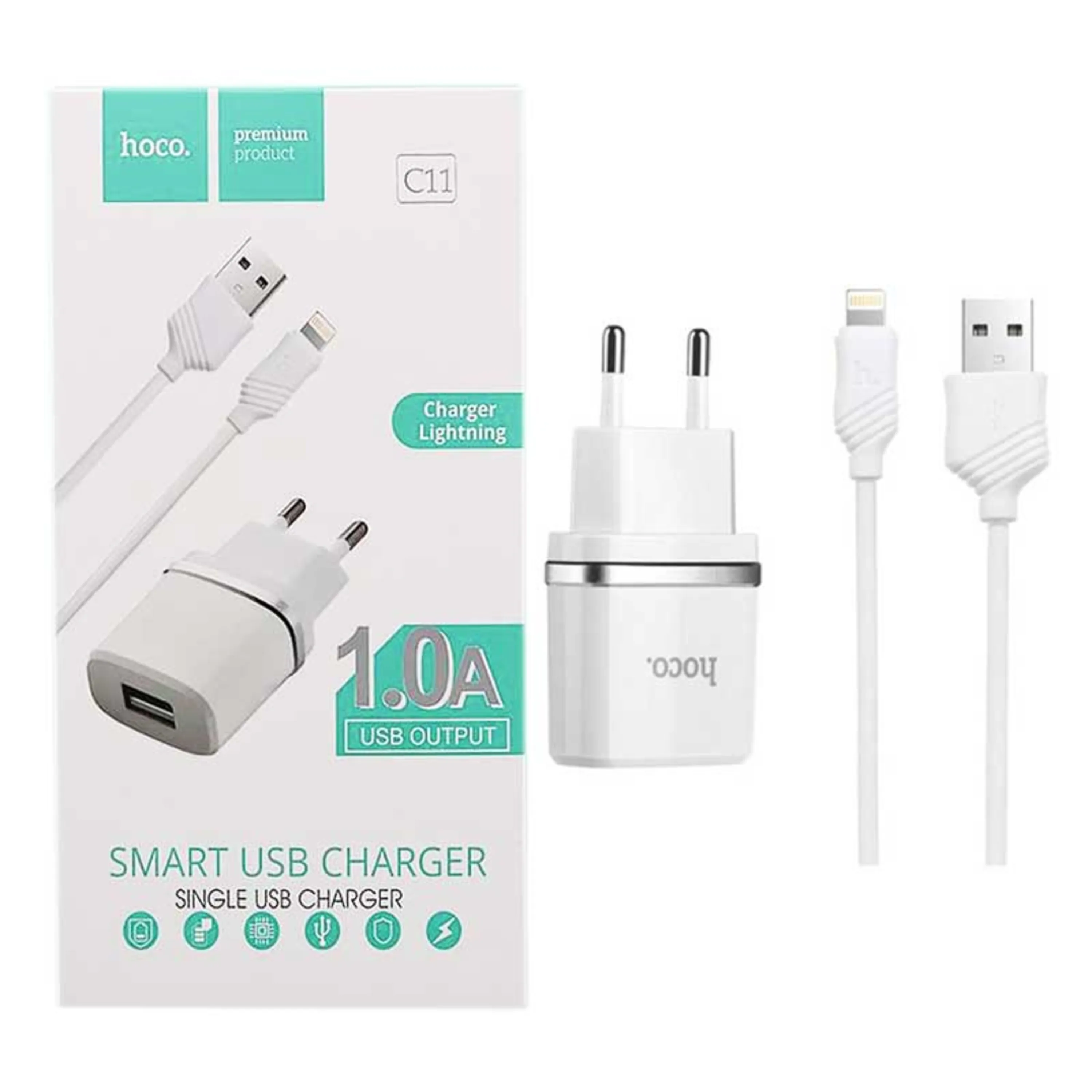 شارژر Hoco C11 + کابل آیفونی شارژر Hoco C11 + کابل آیفونی