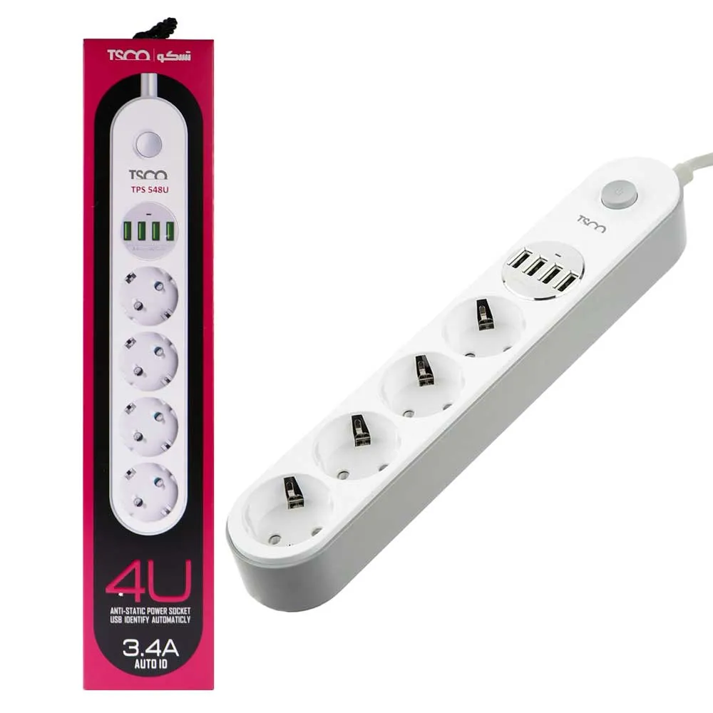 چهار راهی برق TSCO TPS 548U + چهار پورت USB
