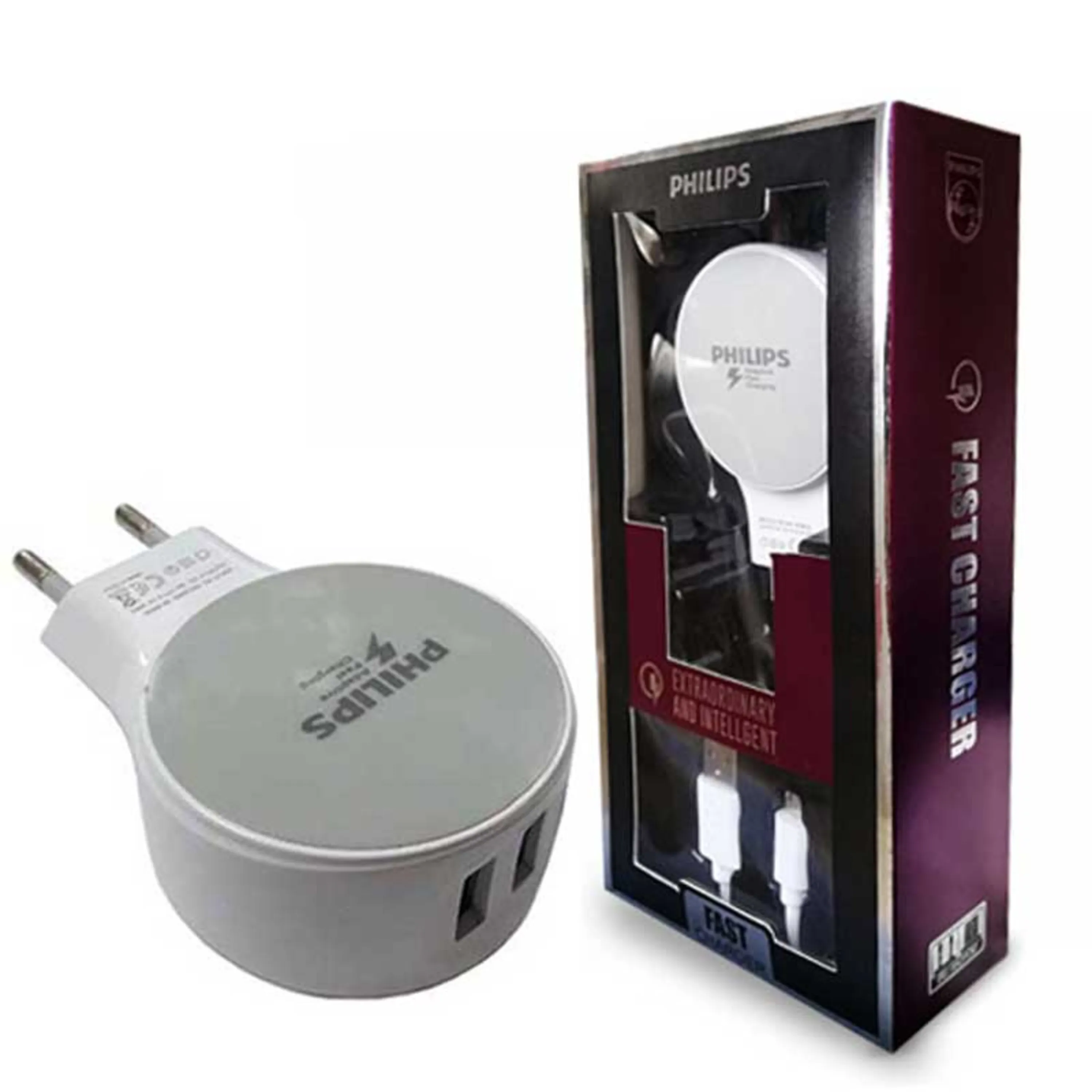 شارژر دیواری طرح Philips PH-C308 + کابل میکرو یو اس بی شارژر دیواری طرح Philips PH-C308 + کابل میکرو یو اس بی