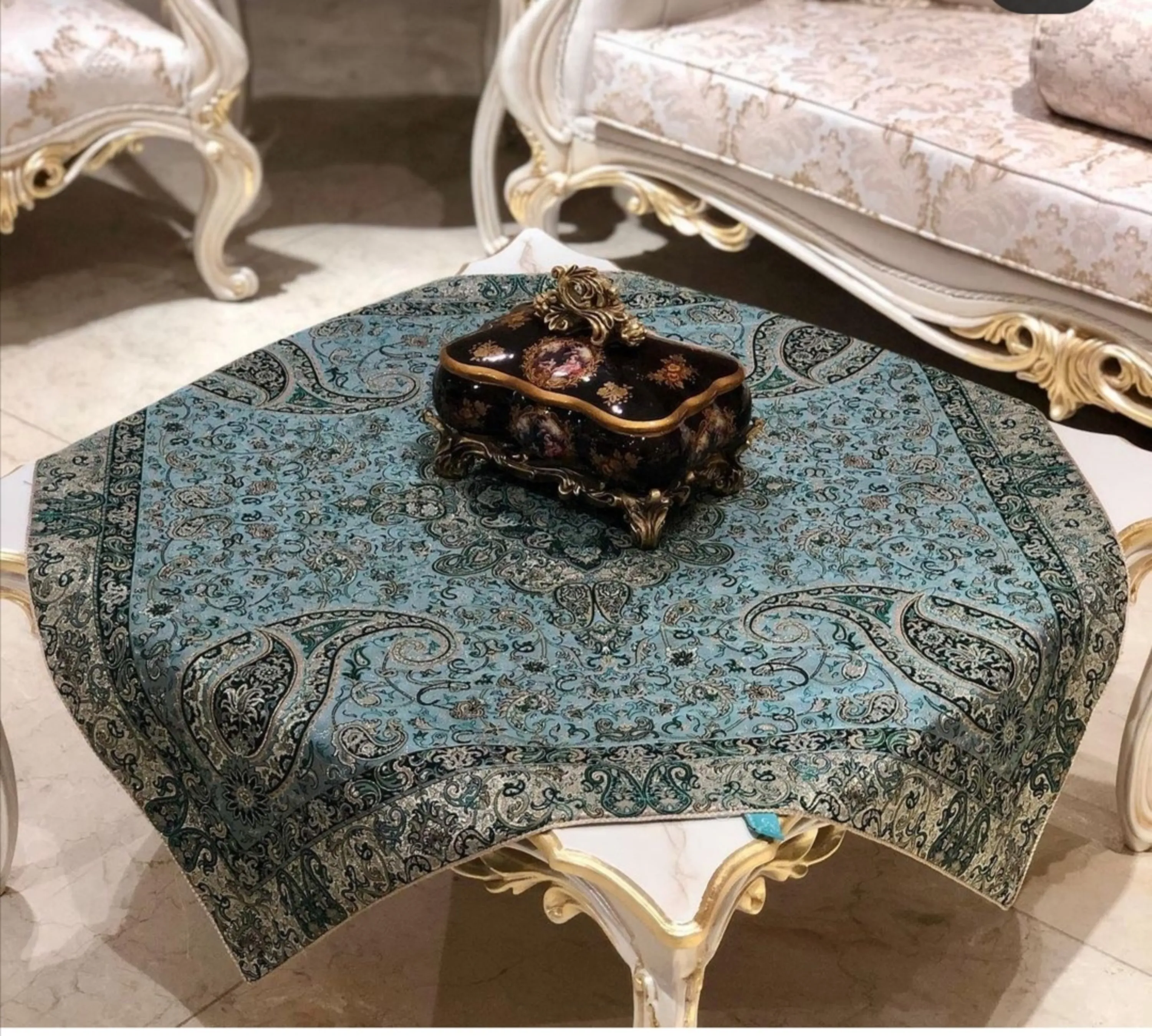 رومیزی مربع ترمه طرح سالار کد 814   Panel square desktop  رومیزی مربع ترمه طرح سالار کد 814   Panel square desktop