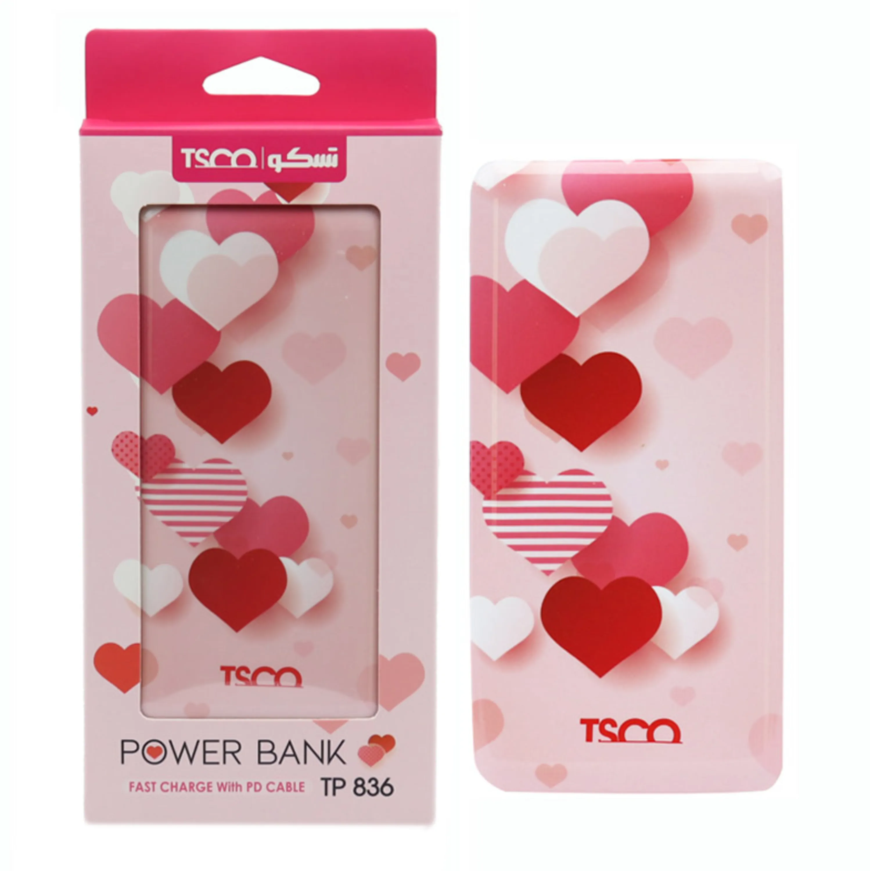 پاور بانک 10000 تسکو TSCO TP 836 طرح قلب (گارانتی 12 ماهه)