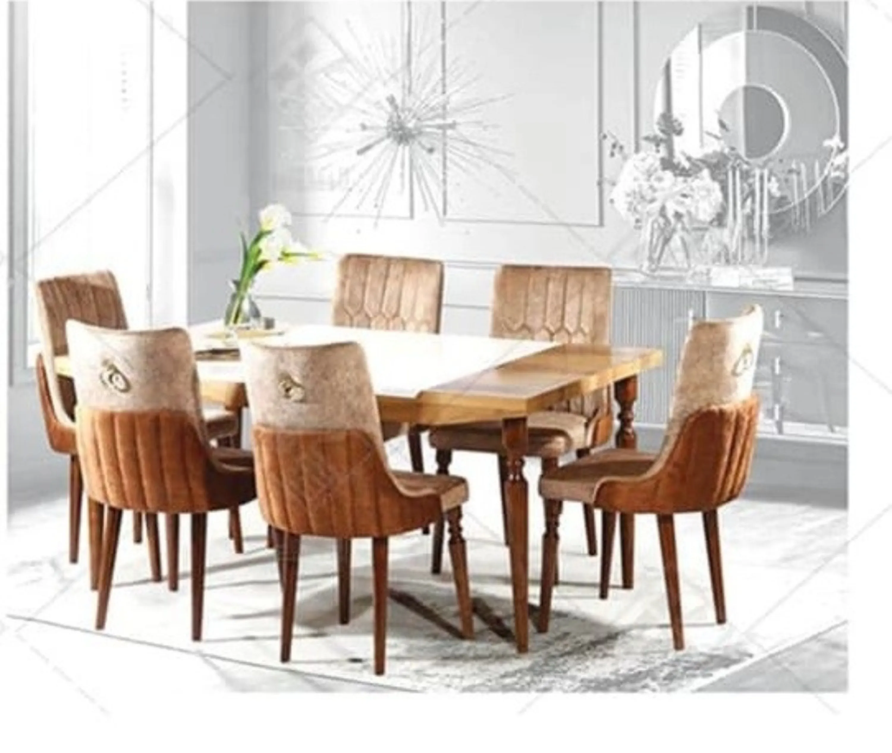 میز و صندلی ناهار خوری سارینا  6 نفره میز و صندلی ناهار خوری سارینا  6 نفره