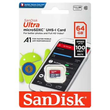 رم میکرو 64 گیگ سن دیسک SanDisk Ultra U1 A1 100MB/s بدون خشاب