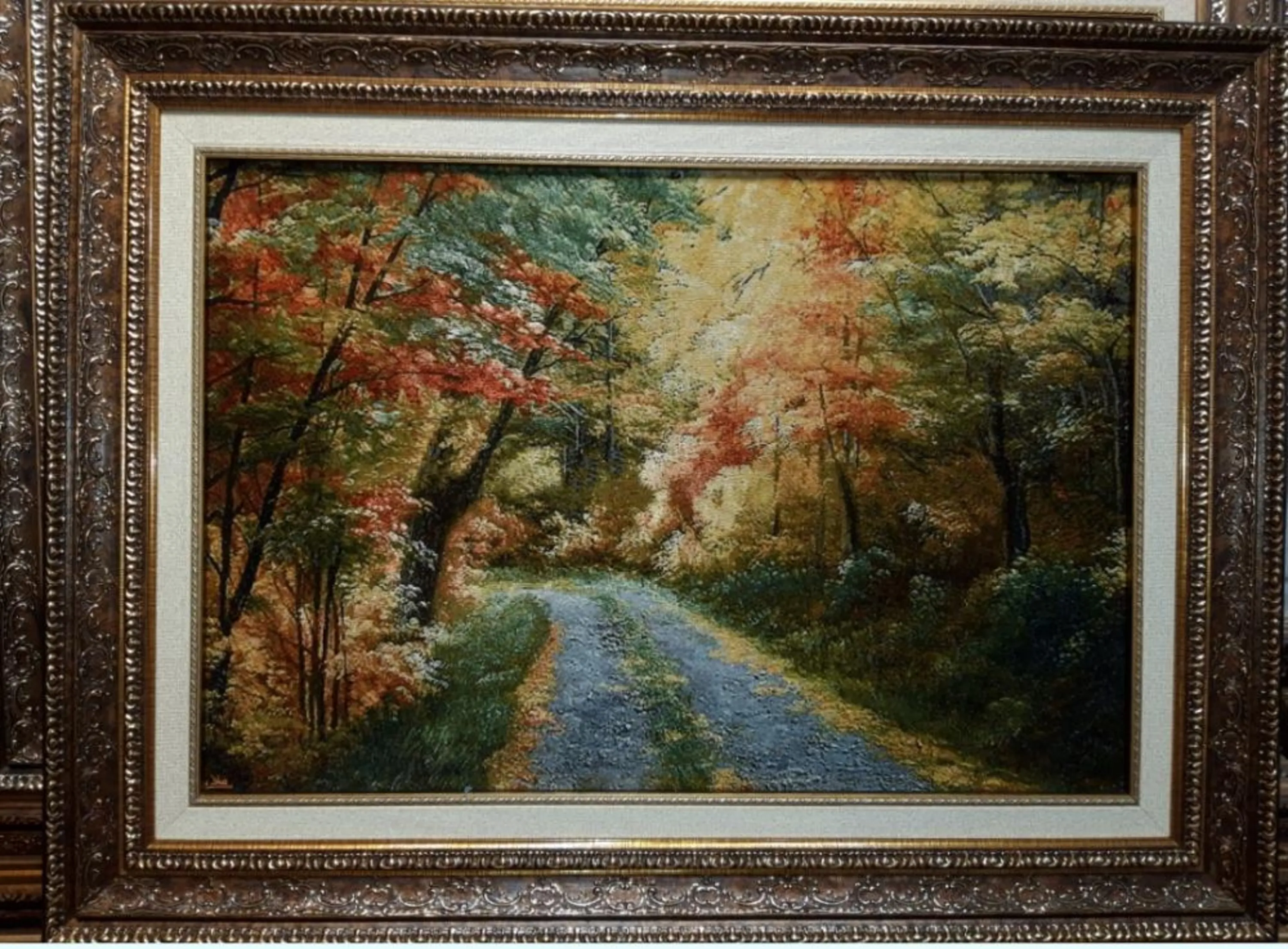 تابلو فرش منظره راه شنی تابلو فرش منظره راه شنی