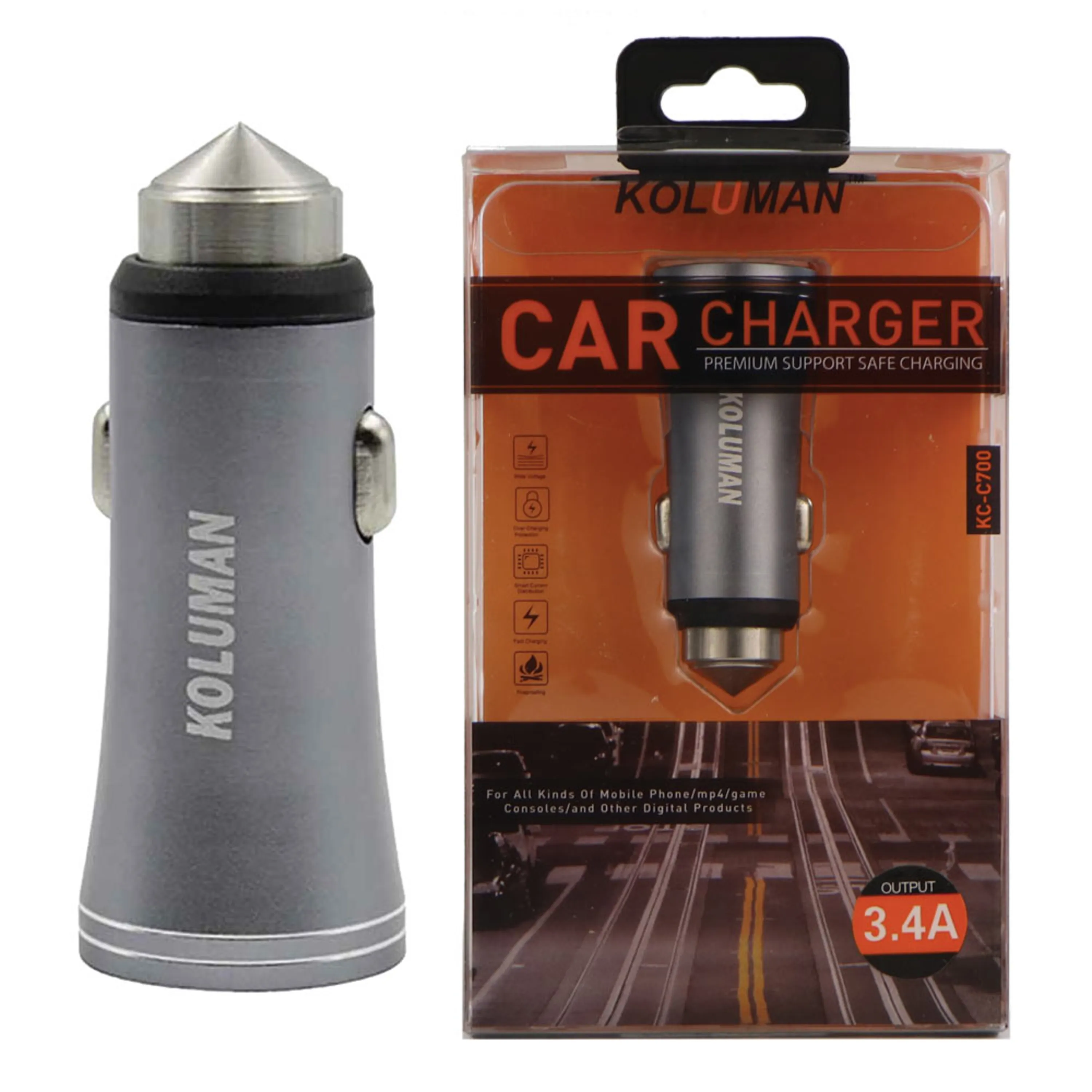 شارژر فندکی Koluman KC-C700 2PORT 3.4A