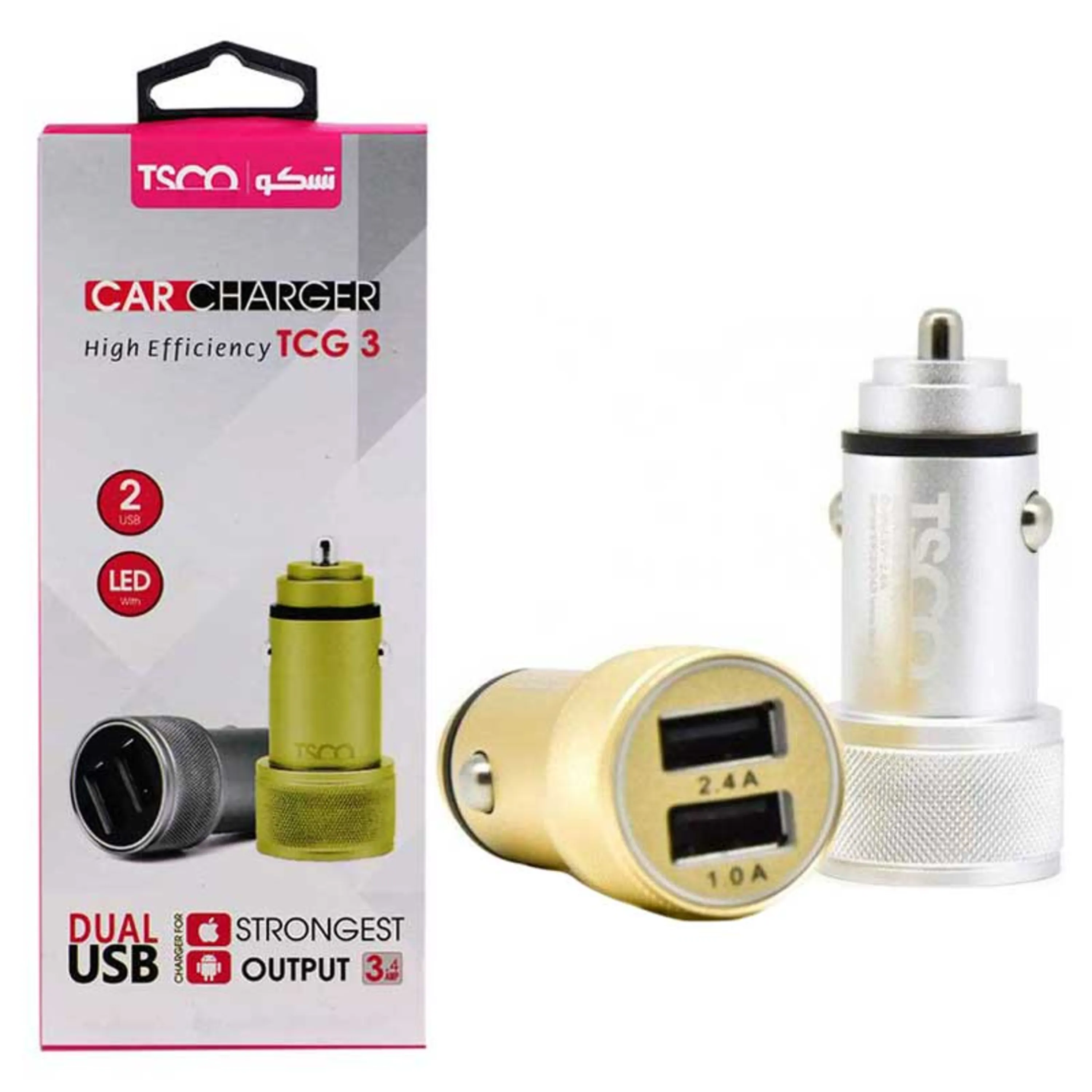 شارژر فندکی دو پورت TSCO TCG 3 + کابل میکرو یو اس بی شارژر فندکی دو پورت TSCO TCG 3 + کابل میکرو یو اس بی