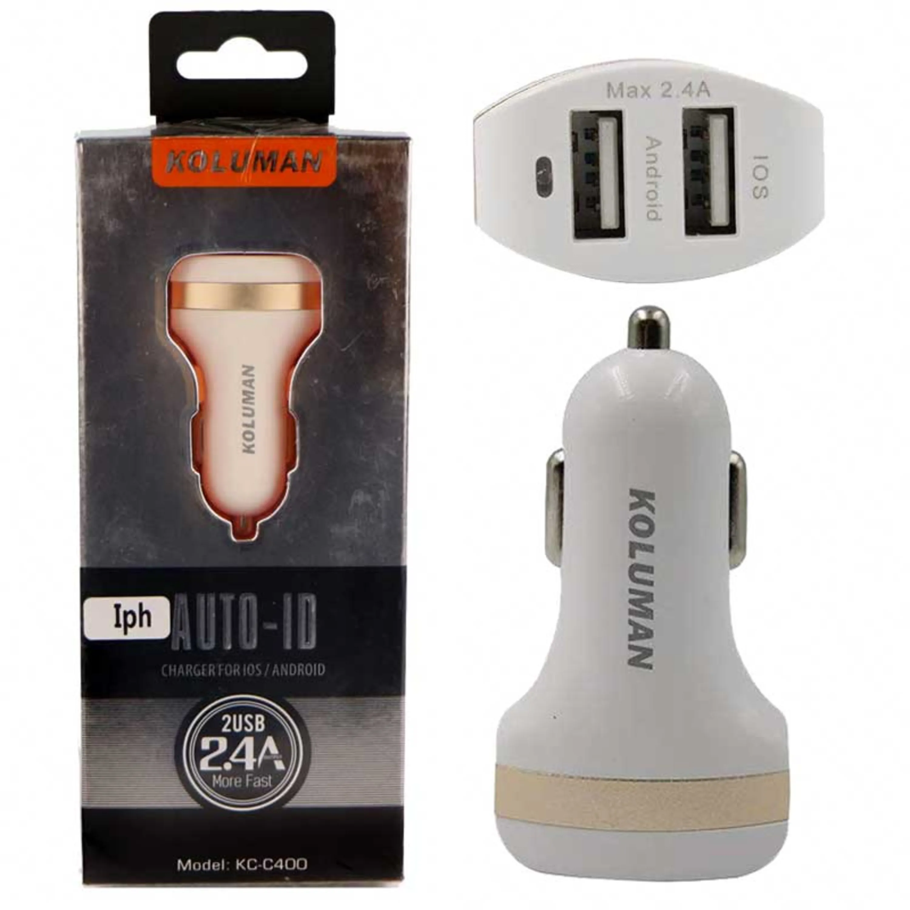 شارژر فندکی Koluman KC-C400 + کابل آیفونی شارژر فندکی Koluman KC-C400 + کابل آیفونی
