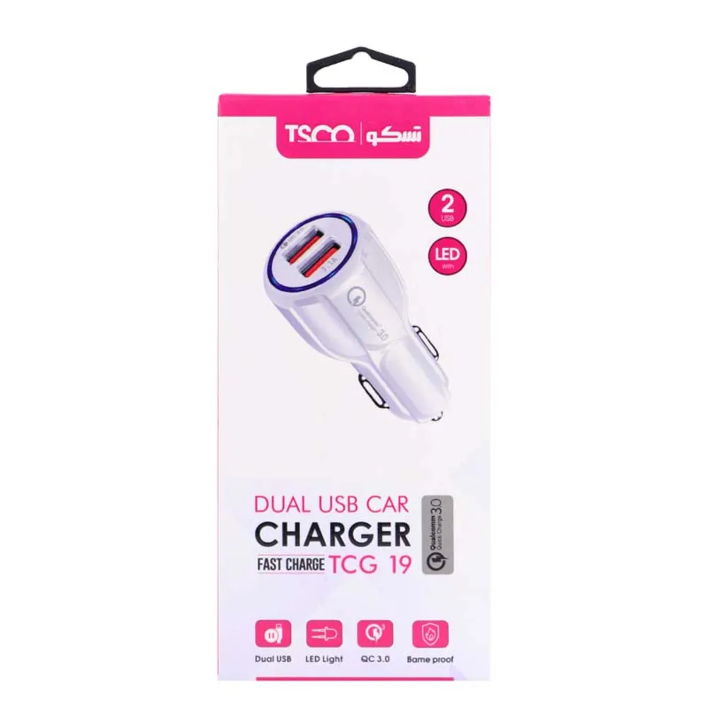 شارژر فندکی TSCO TCG 19 + کابل میکرو یو اس بی