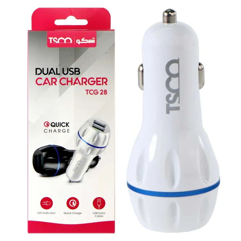 شارژر فندکی فست شارژ TSCO TCG 28 QC3.0 + کابل میکرو یو اس بی