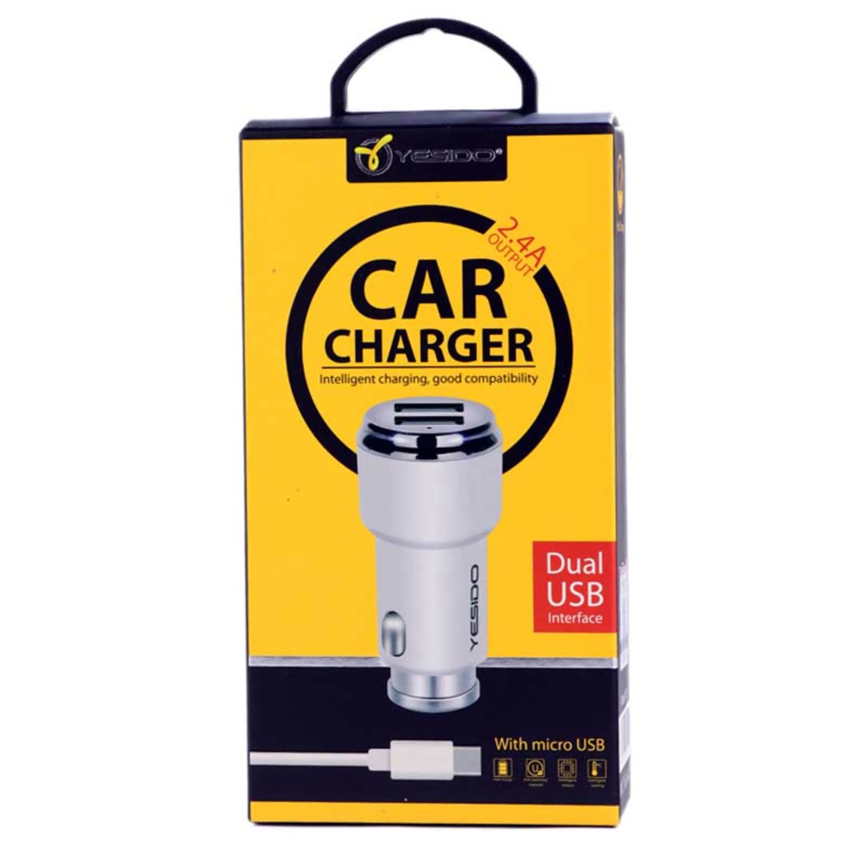 شارژر فندکی دو پورت Yesido Y23 + کابل میکرو یو اس بی شارژر فندکی دو پورت Yesido Y23 + کابل میکرو یو اس بی