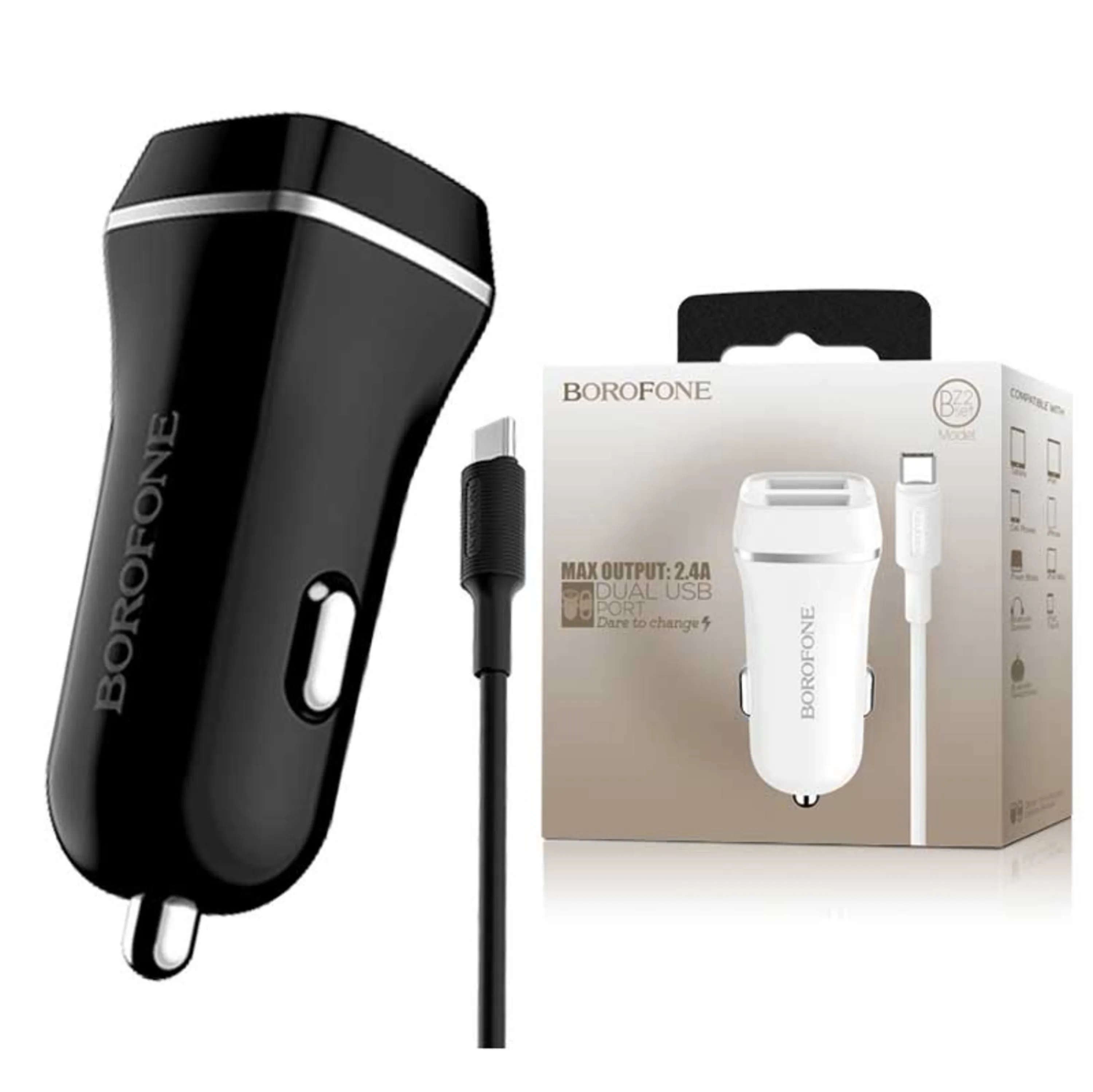 شارژر فندکی Borofone BZ2 set + کابل Type-C شارژر فندکی Borofone BZ2 set + کابل Type-C