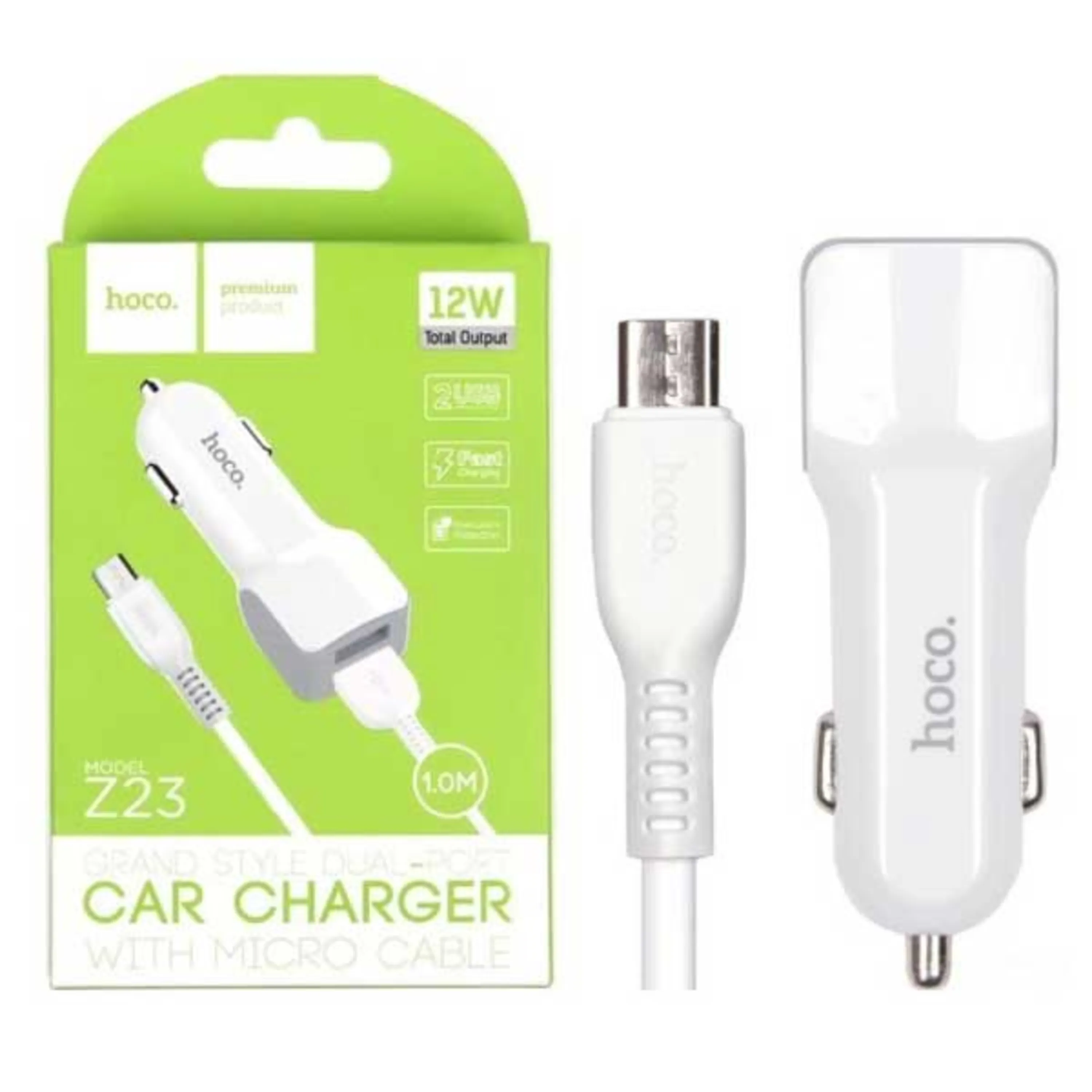 شارژر فندکی Hoco Z23 + کابل میکرو یو اس بی شارژر فندکی Hoco Z23 + کابل میکرو یو اس بی