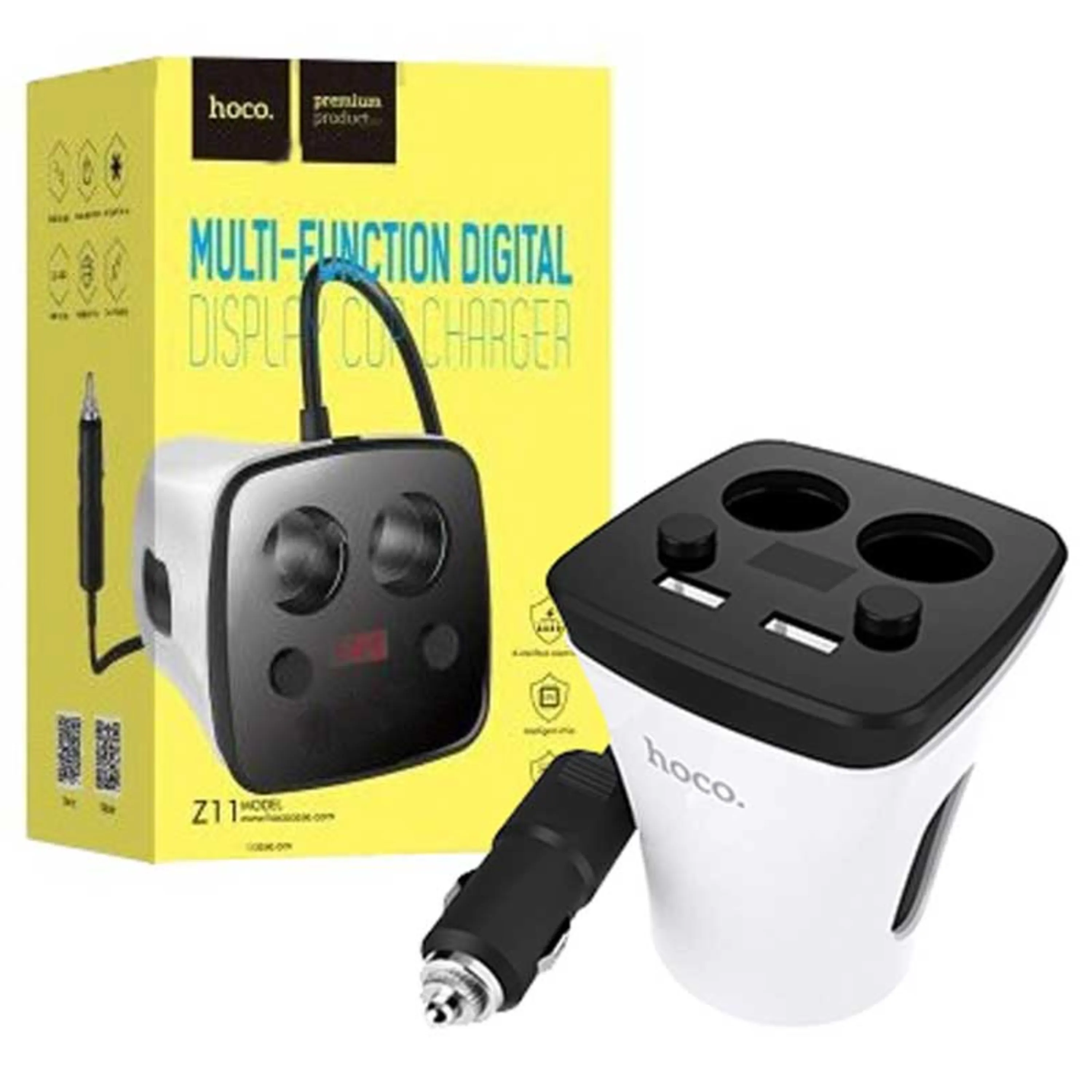 شارژر فندکی چندکاره هوکو Hoco Z11 Digital Display