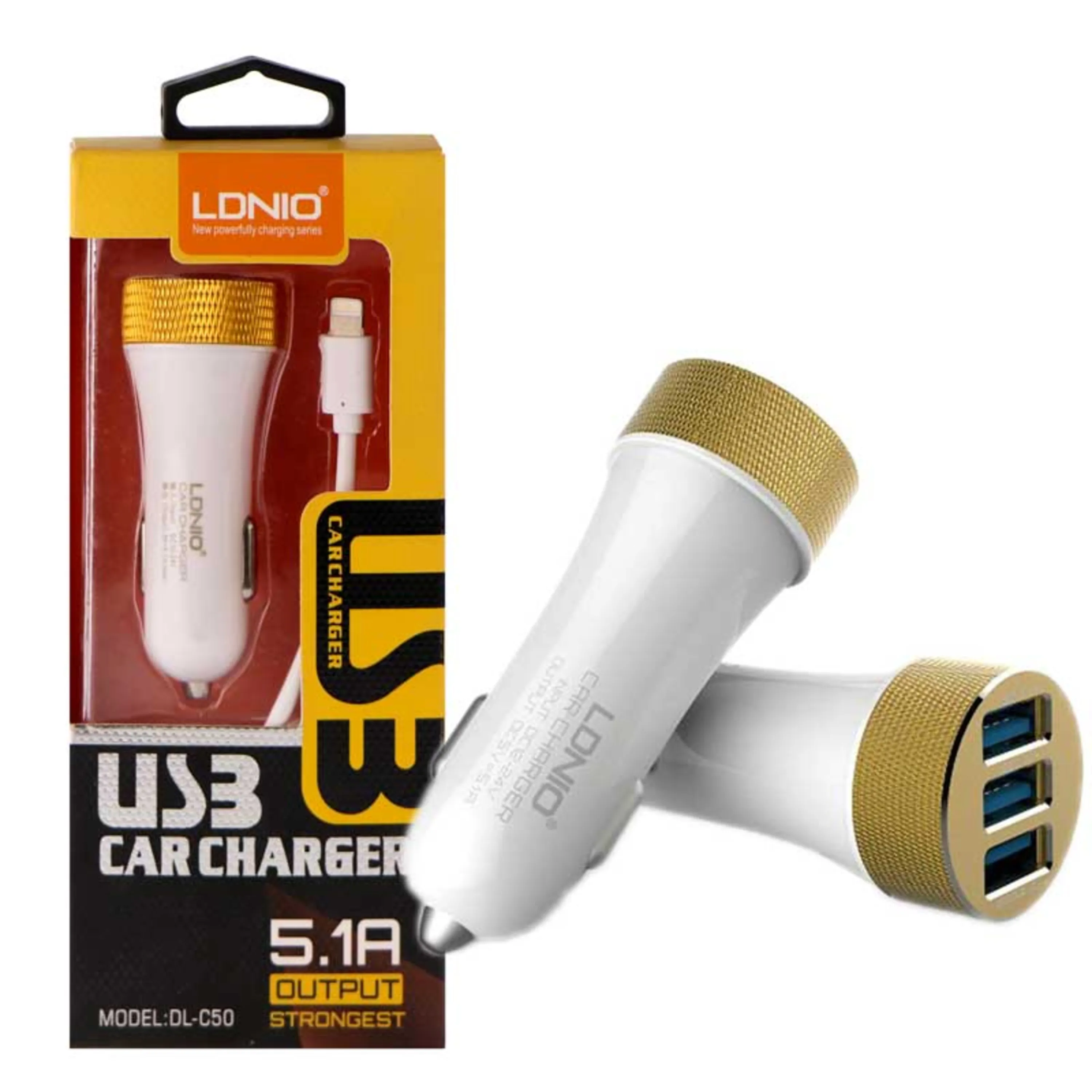 شارژر فندکی LDNIO DL-C50 HighCopy + کابل آیفونی شارژر فندکی LDNIO DL-C50 HighCopy + کابل آیفونی