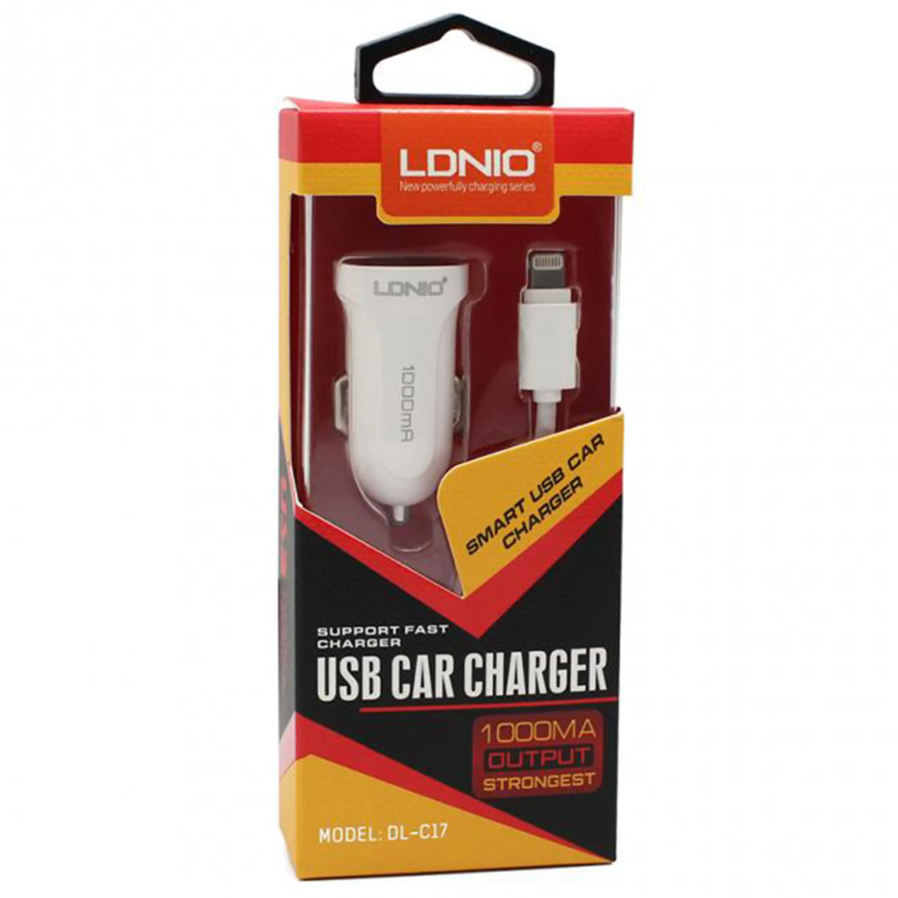 شارژر فندکی LDNIO DL-C17 + کابل آیفون شارژر فندکی LDNIO DL-C17 + کابل آیفون