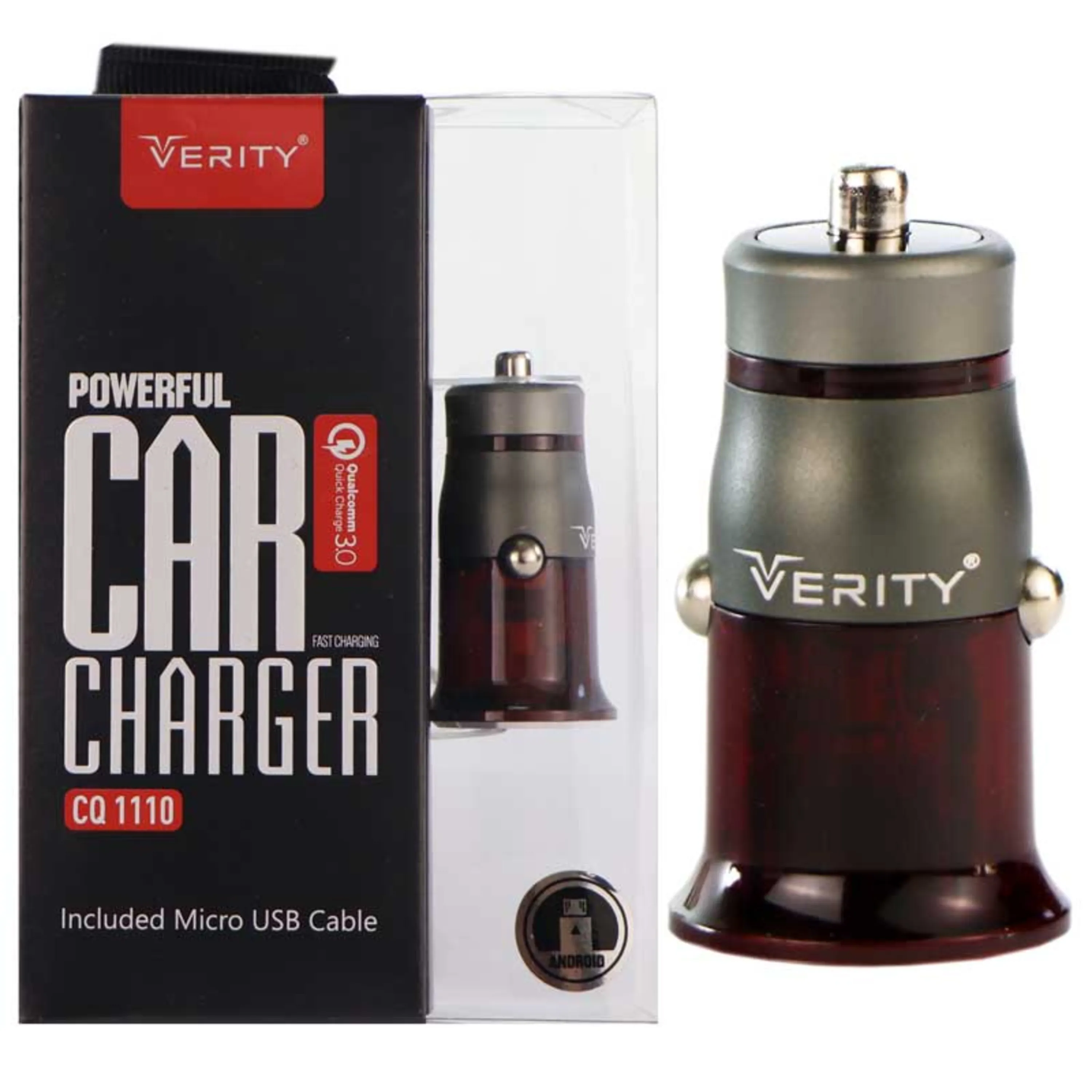 شارژر فندکی فست شارژ Verity CQ1110 3.0A + کابل میکرو یو اس بی