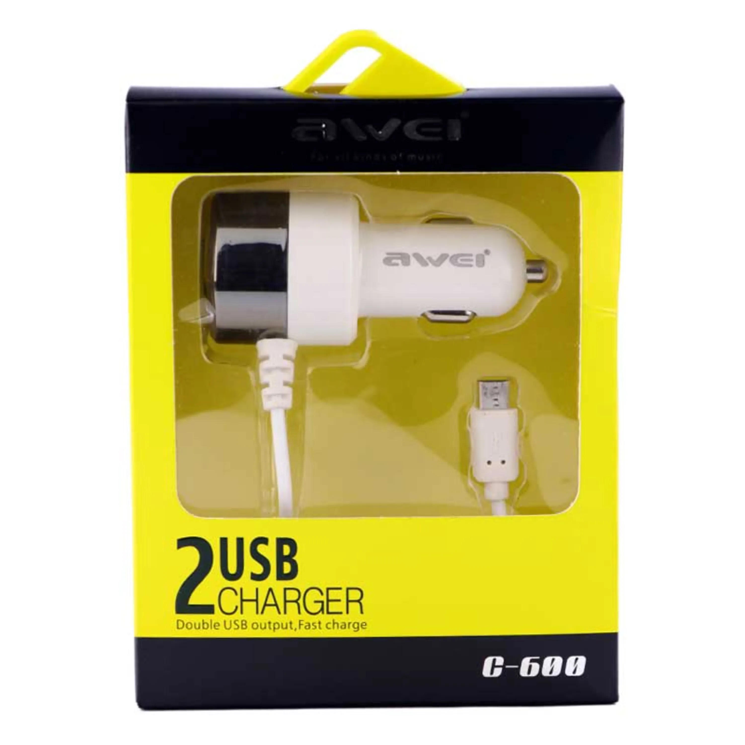 شارژر فندکی سیم وصل میکرو یو اس بی Awei C-600 2Port شارژر فندکی سیم وصل میکرو یو اس بی Awei C-600 2Port