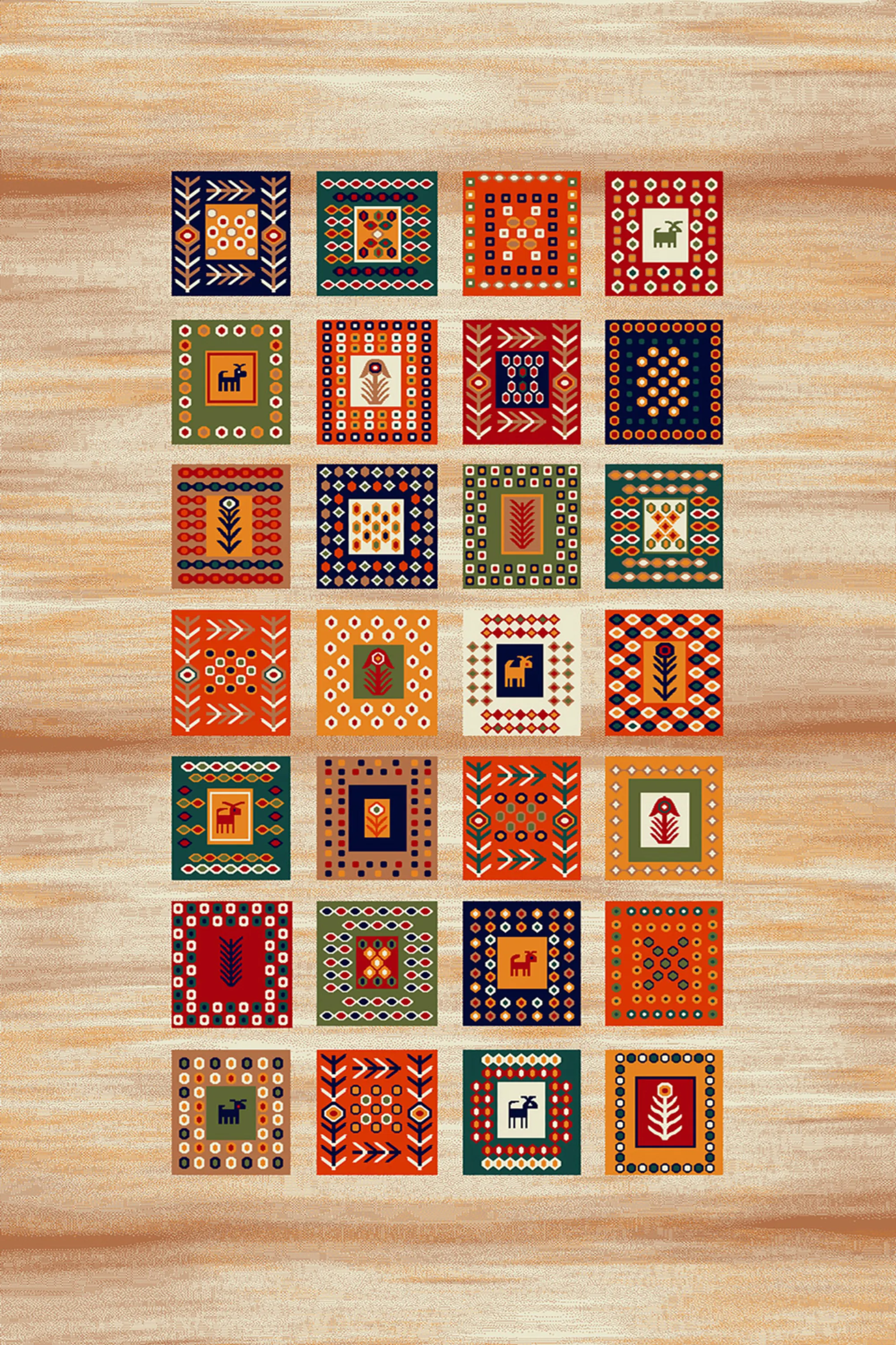 فرش ساوین طرح مهر کرم کلکسیون گلستان