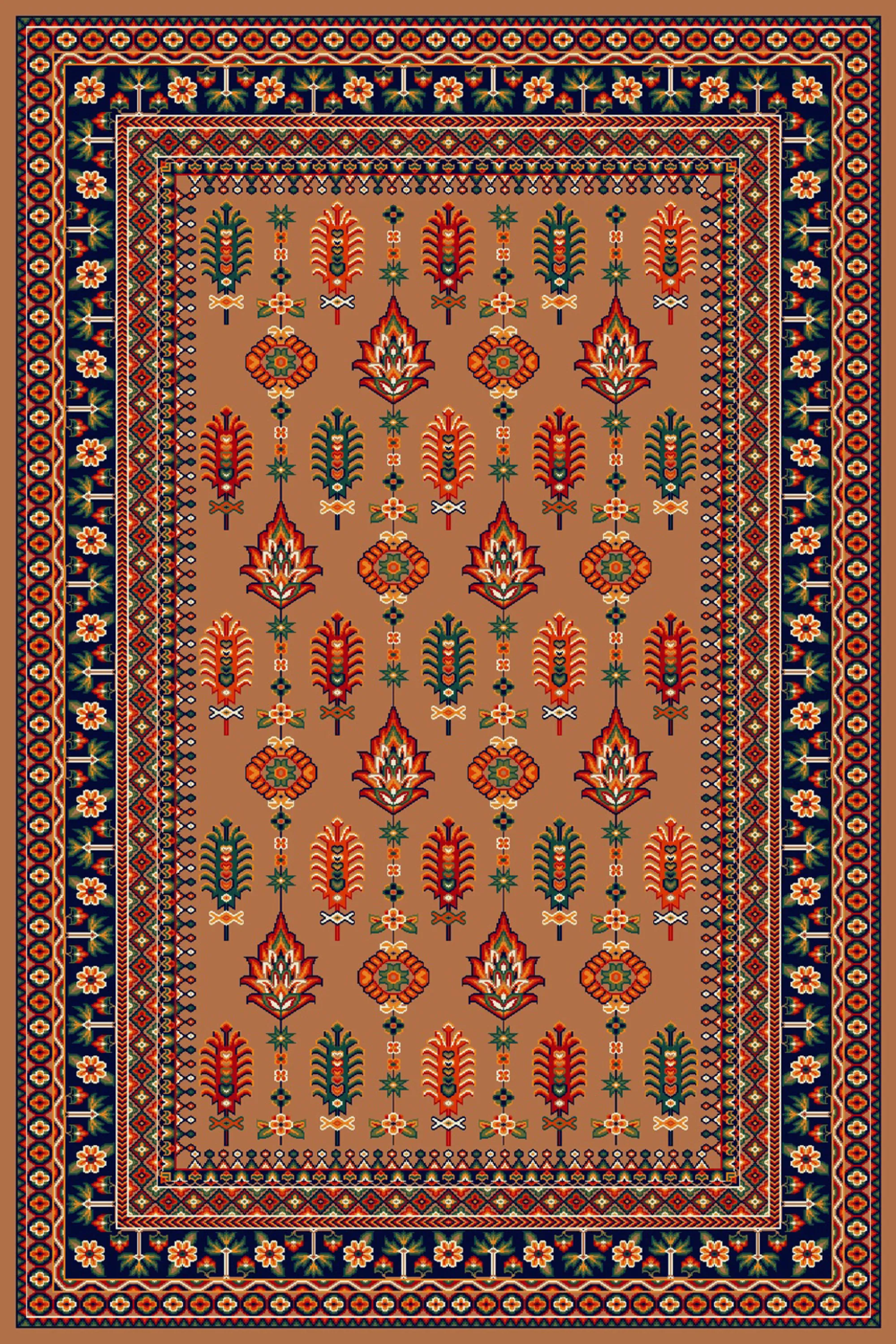 فرش طرح سارگل شکلاتی کلکسیون گلستان