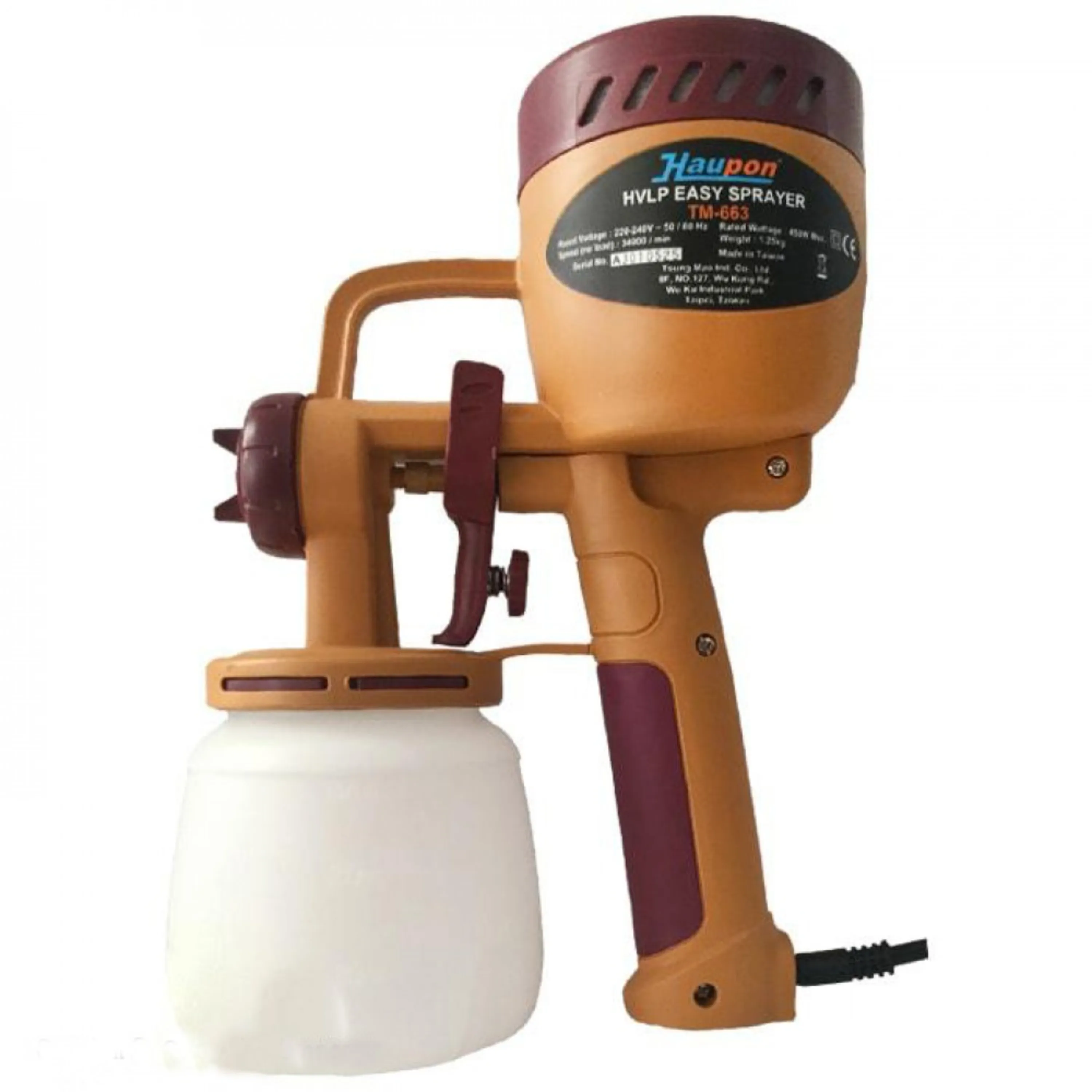 رنگ پاش برقی TM-663 با قابلیت پاشیدن HVLP هائوپن 