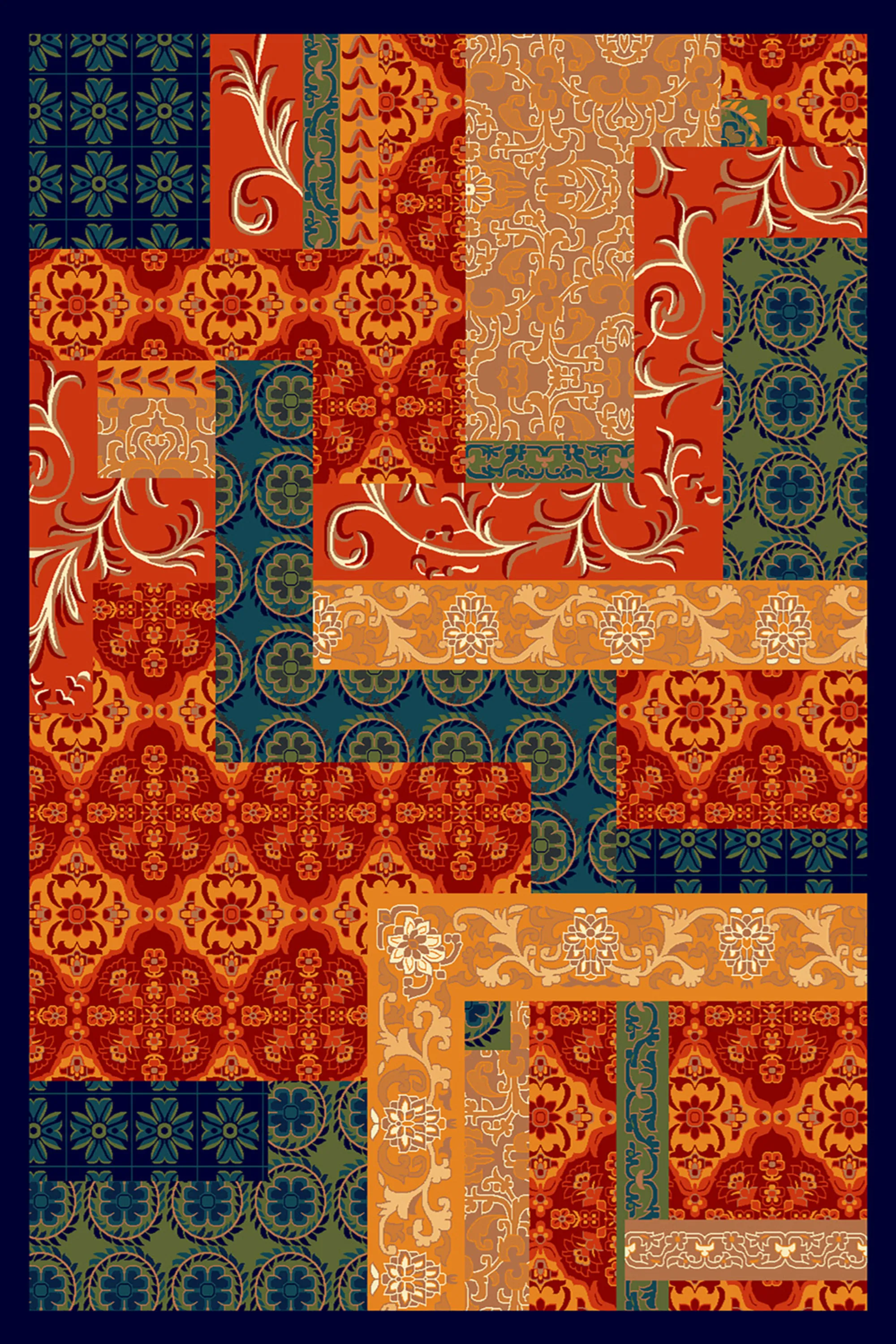 فرش طرح یاس سرمه ای کلکسیون گلستان