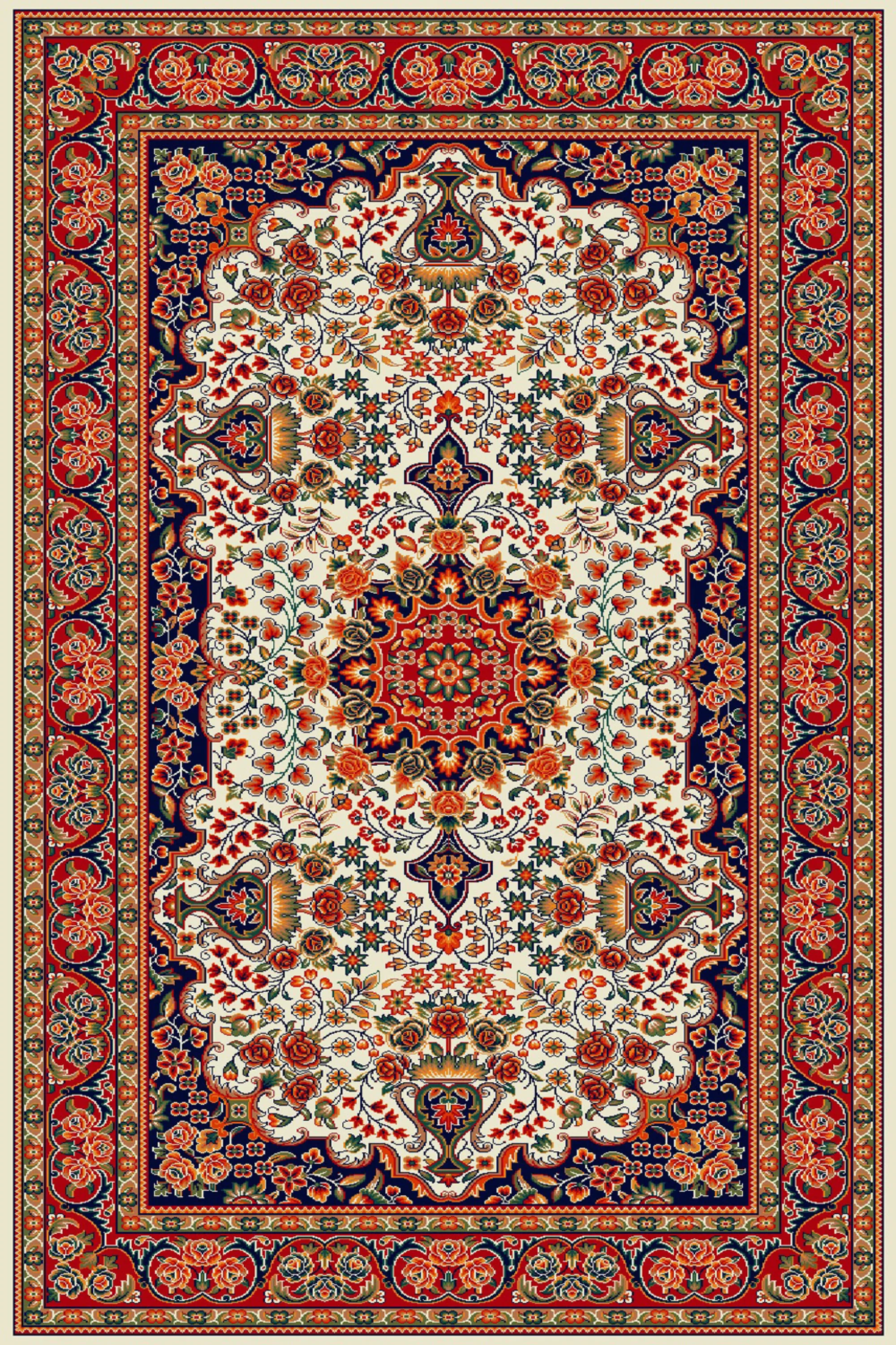 فرش طرح افشار کرم کلکسیون گلستان