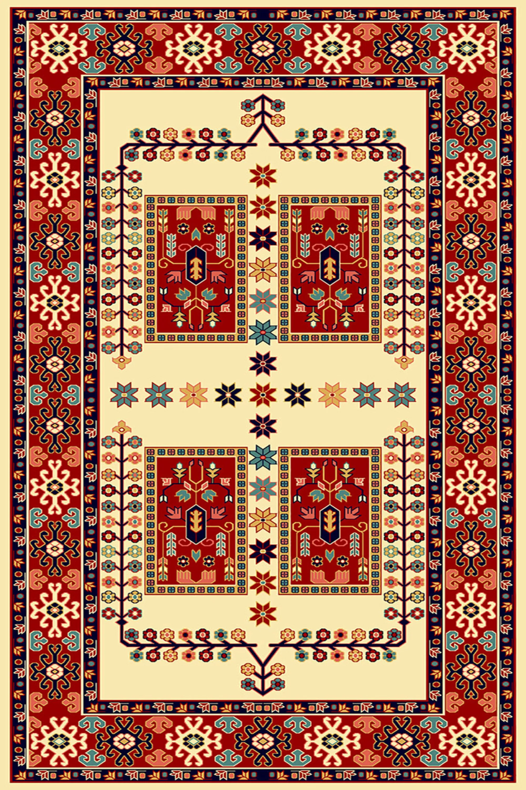 فرش  ساوین طرح قشقایی کرم کلکسیون پازیریک