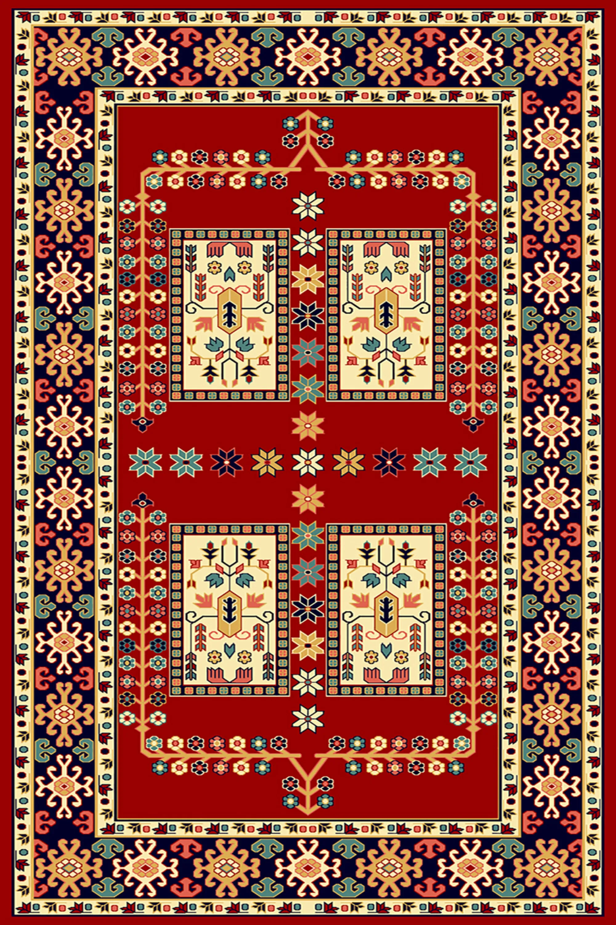 فرش ساوین طرح قشقایی لاکی کلکسیون پازیریک فرش ساوین طرح قشقایی لاکی کلکسیون پازیریک