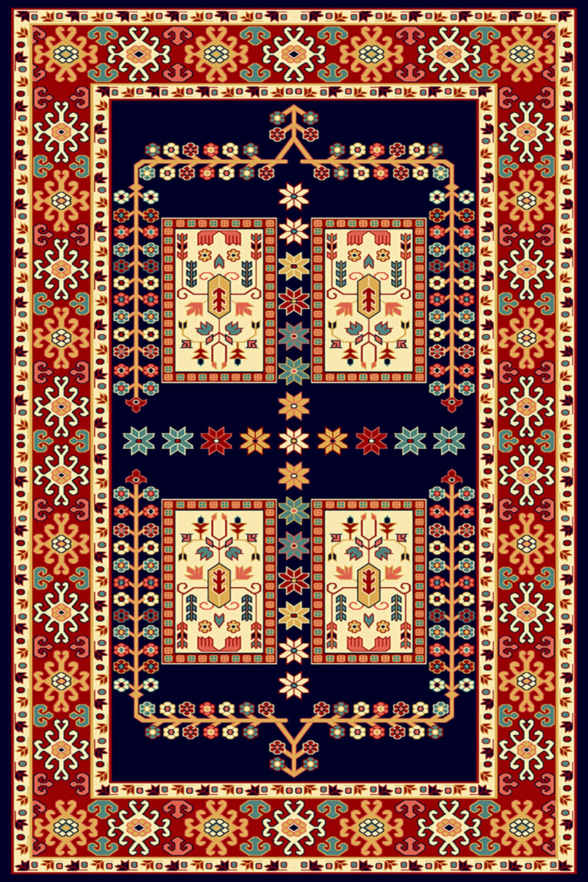 فرش ساوین طرح قشقایی سرمه ای کلکسیون پازیریک فرش ساوین طرح قشقایی سرمه ای کلکسیون پازیریک