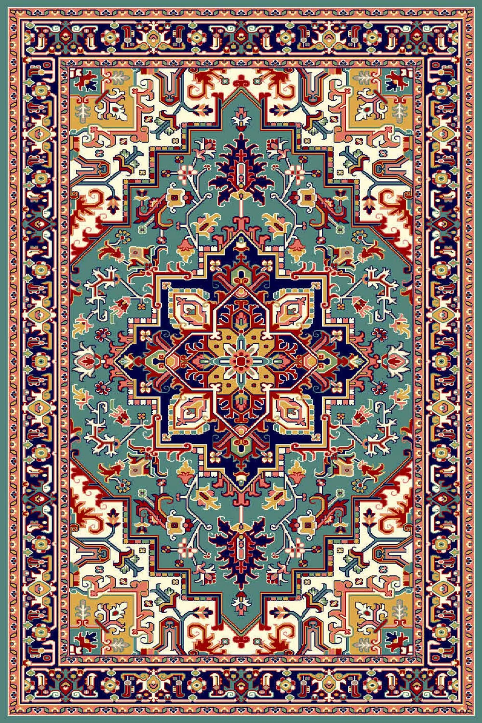 فرش ساوین طرح هریس 2 آبی کلکسیون شاهسون