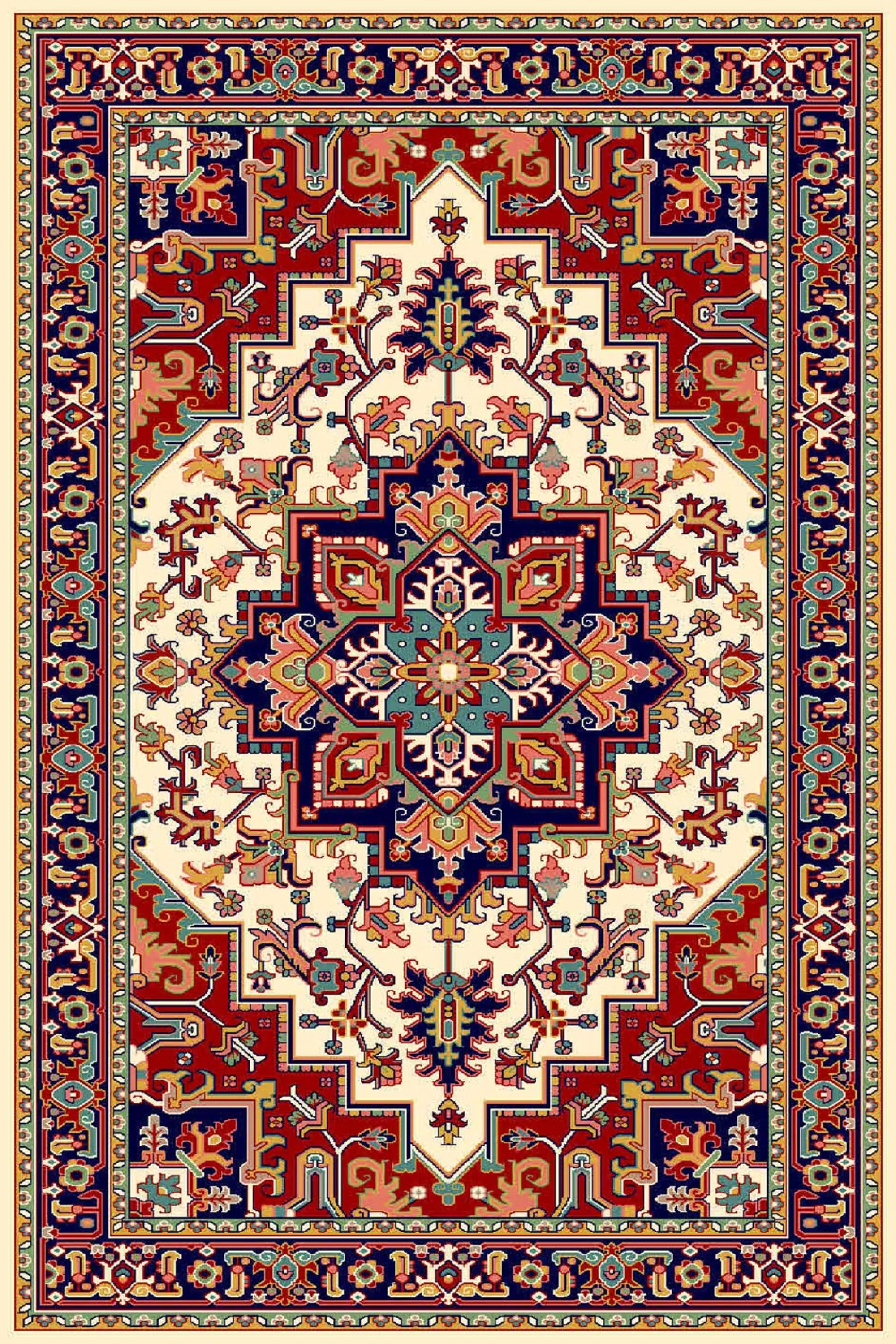 فرش  ساوین طرح هریس 2 کرم کلکسیون شاهسون