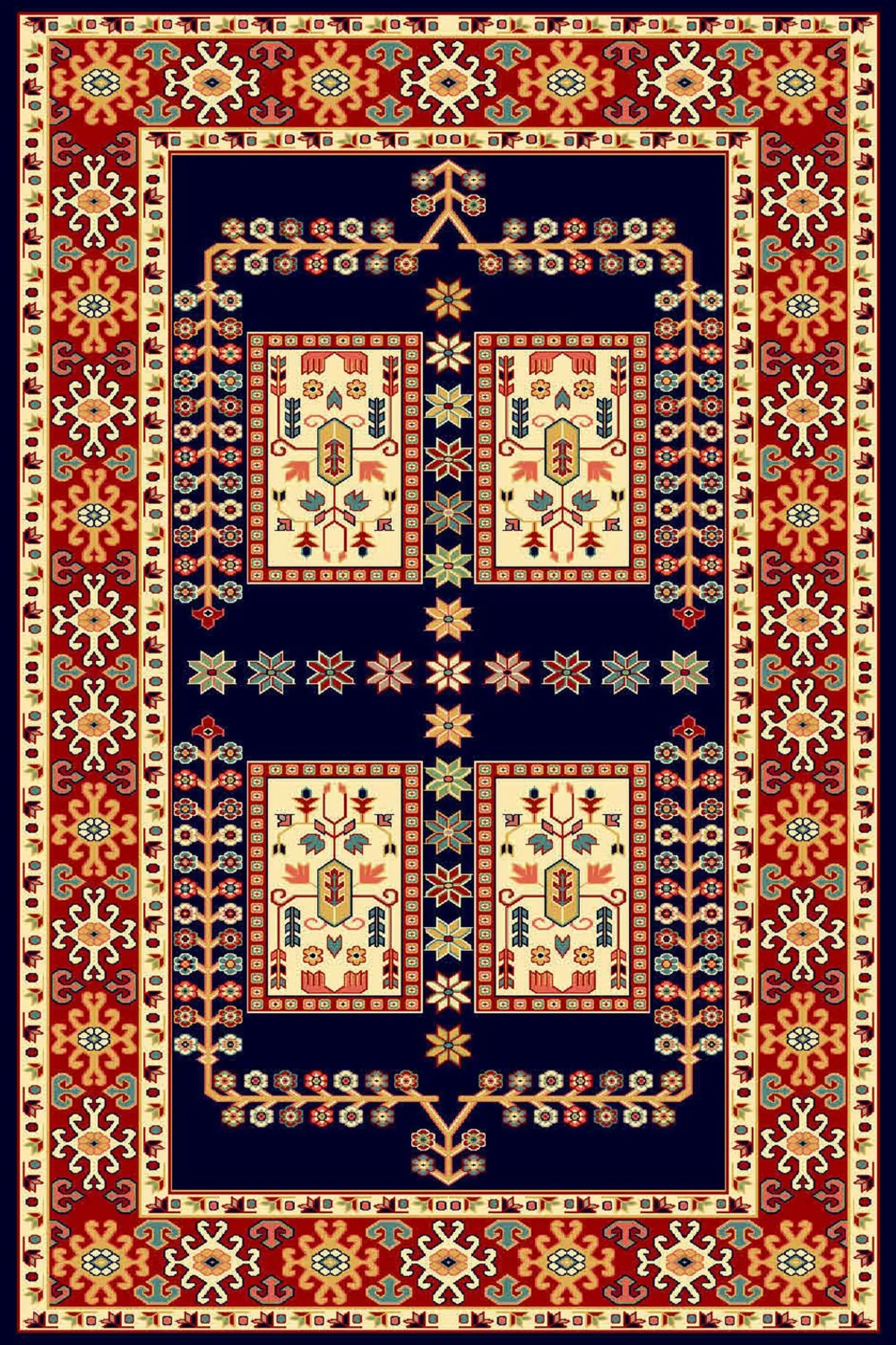 فرش  ساوین طرح قشقایی سرمه ای کلکسیون شاهسون فرش  ساوین طرح قشقایی سرمه ای کلکسیون شاهسون