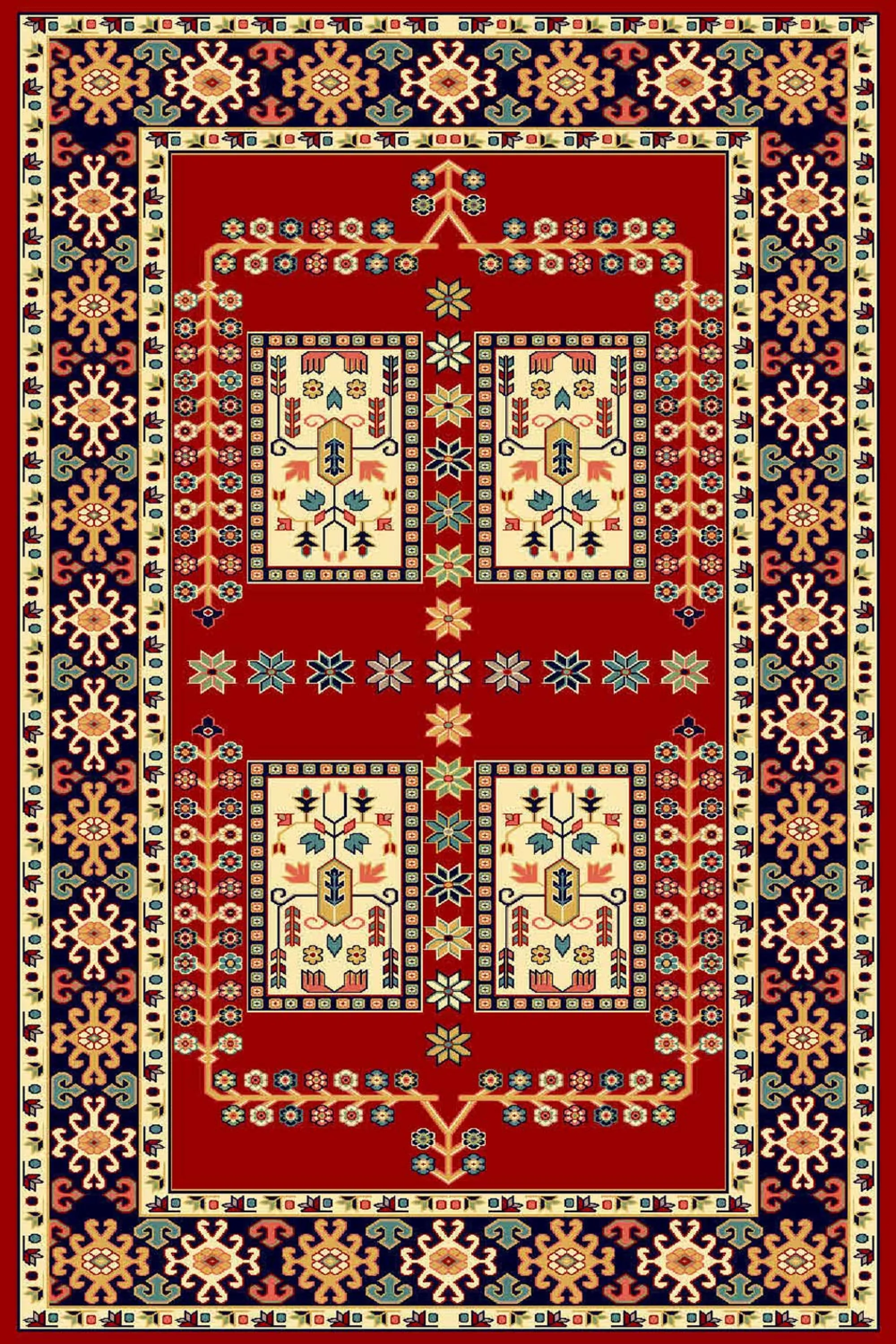 فرش  ساوین طرح قشقایی لاکی کلکسیون شاهسون