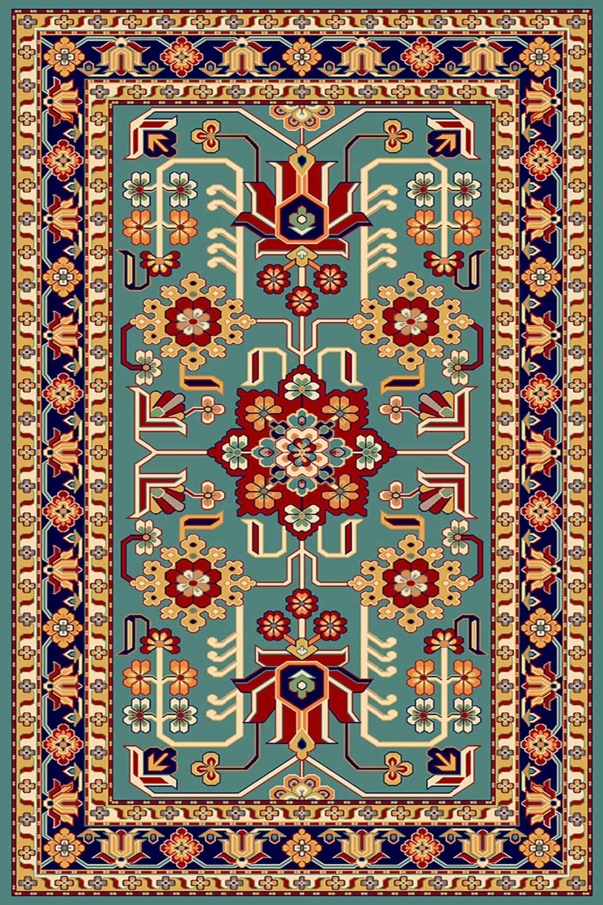 فرش ساوین طرح مهربان2 آبی کلکسیون شاهسون