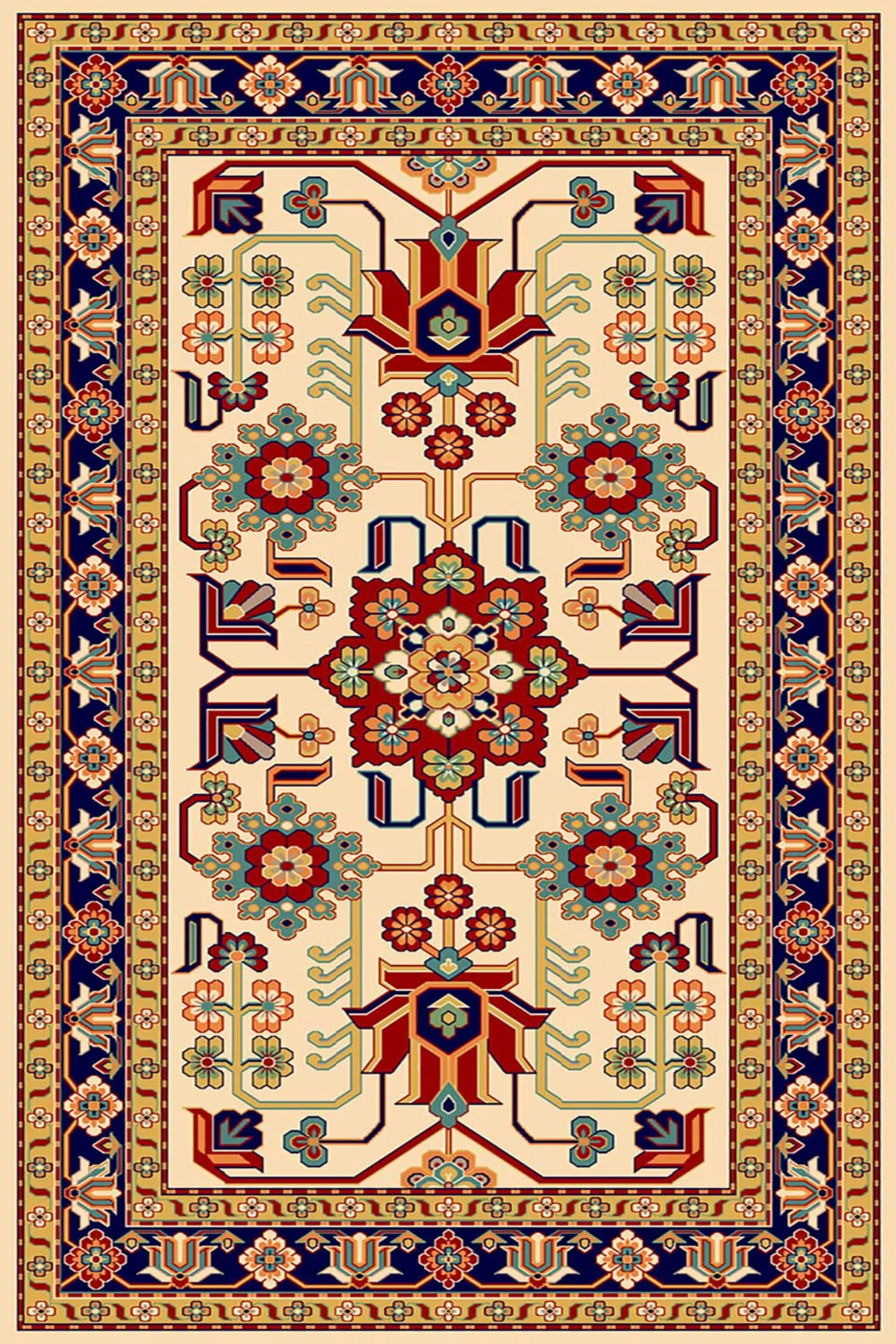 فرش  ساوین طرح مهربان2 کرم کلکسیون شاهسون