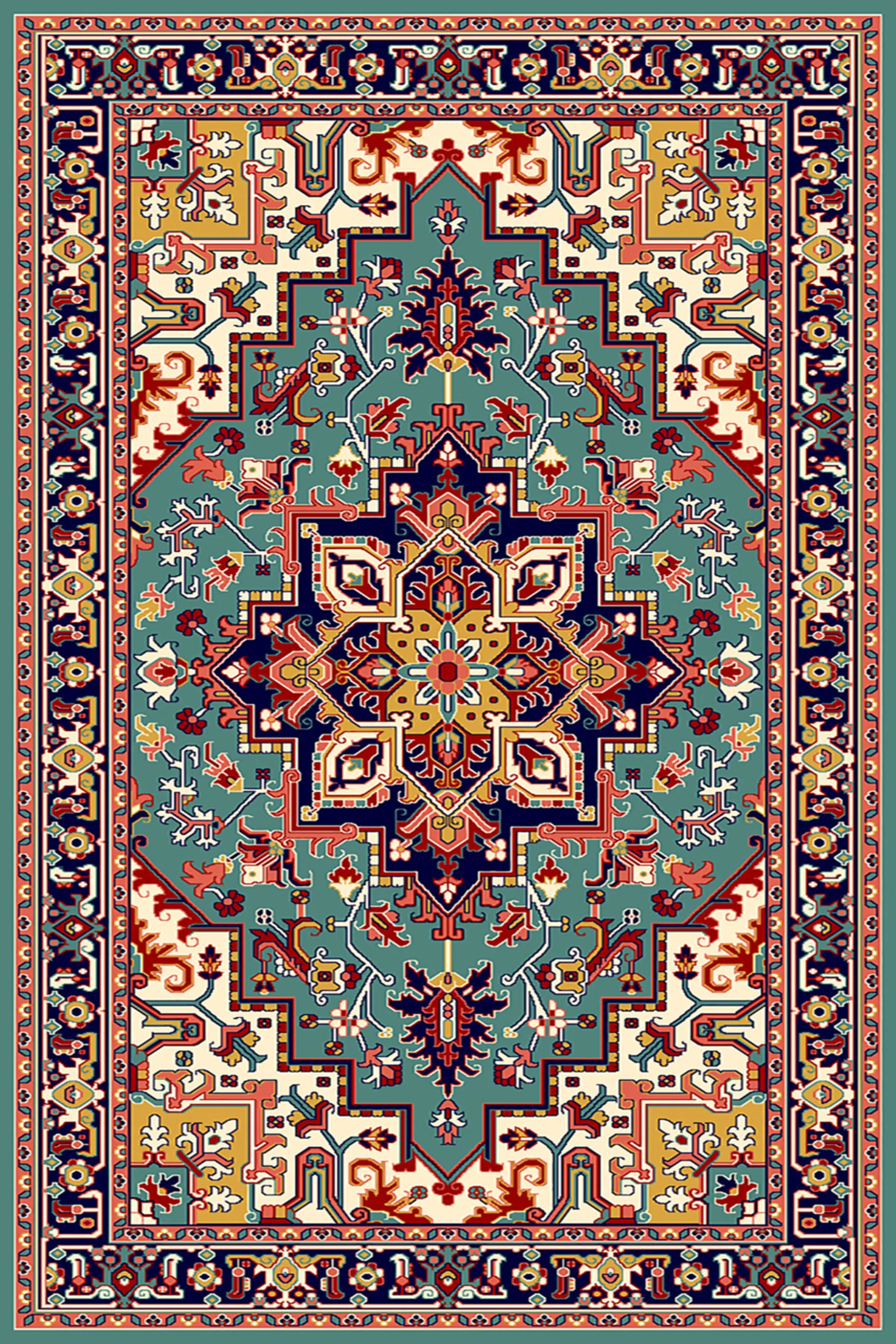 فرش ساوین طرح هریس آبی کلکسیون پازیریک