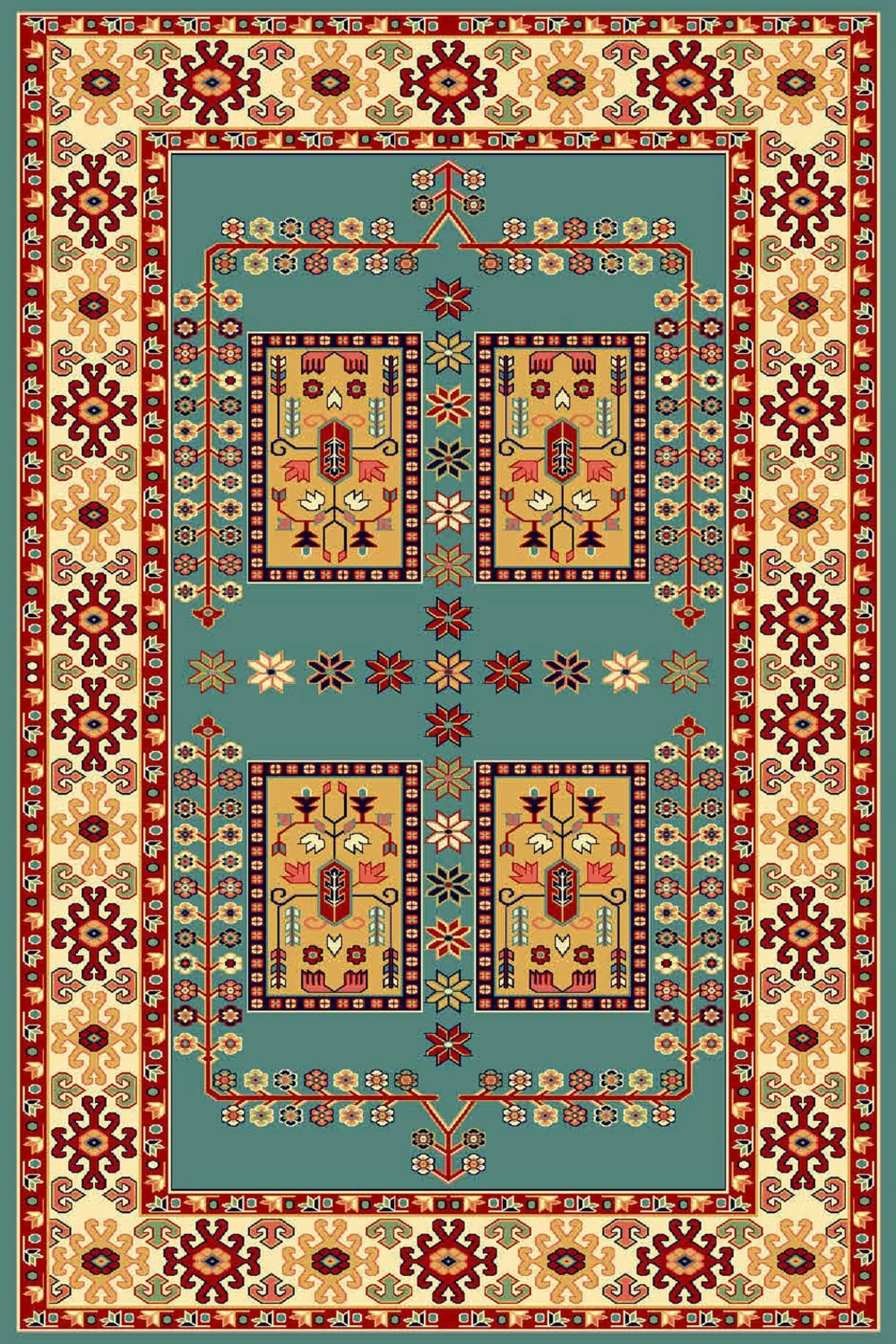 فرش  ساوین طرح قشقایی آبی کلکسیون شاهسون فرش  ساوین طرح قشقایی آبی کلکسیون شاهسون