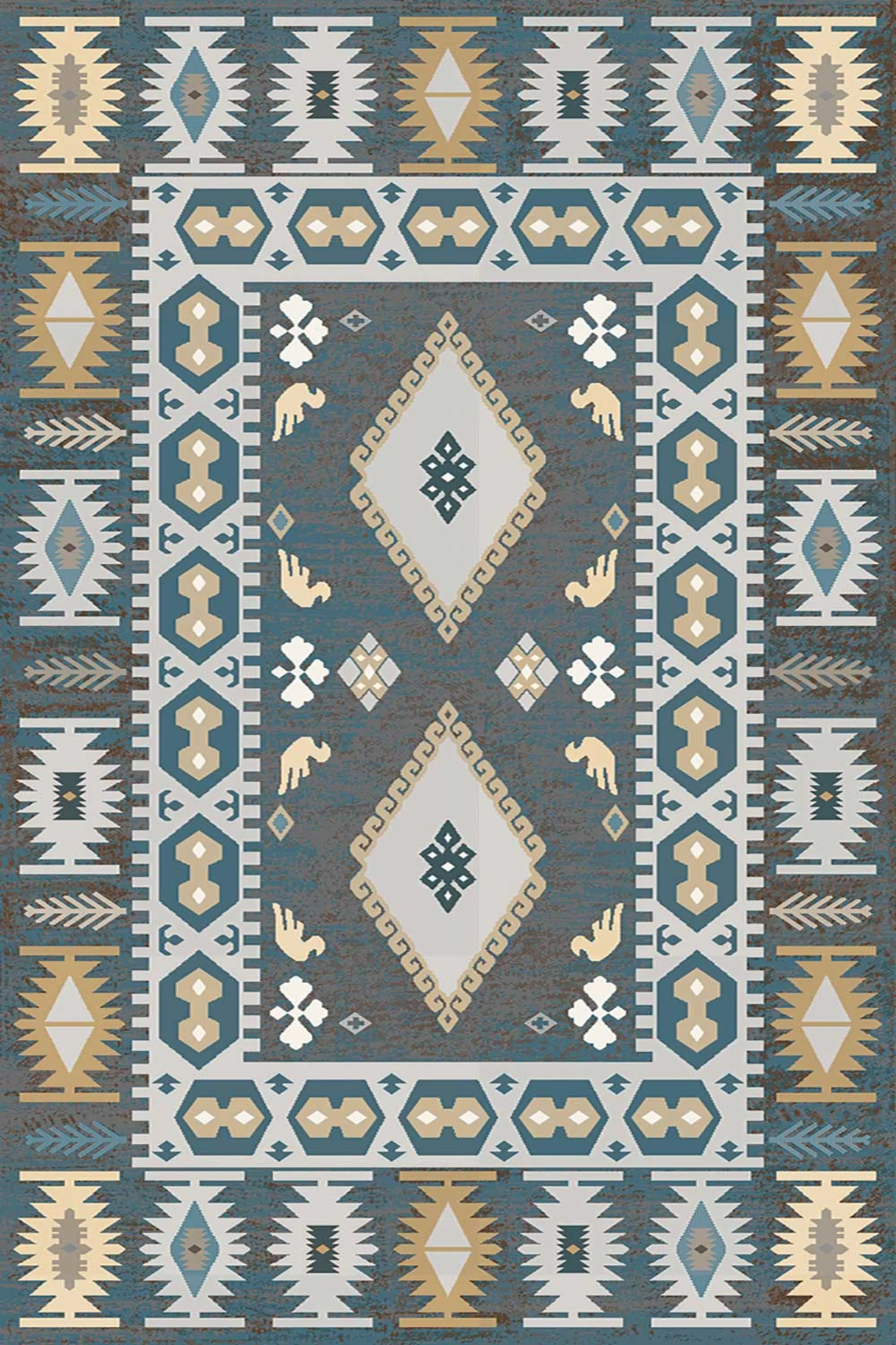 فرش طرح 4036 آبی کلکسیون ویژن