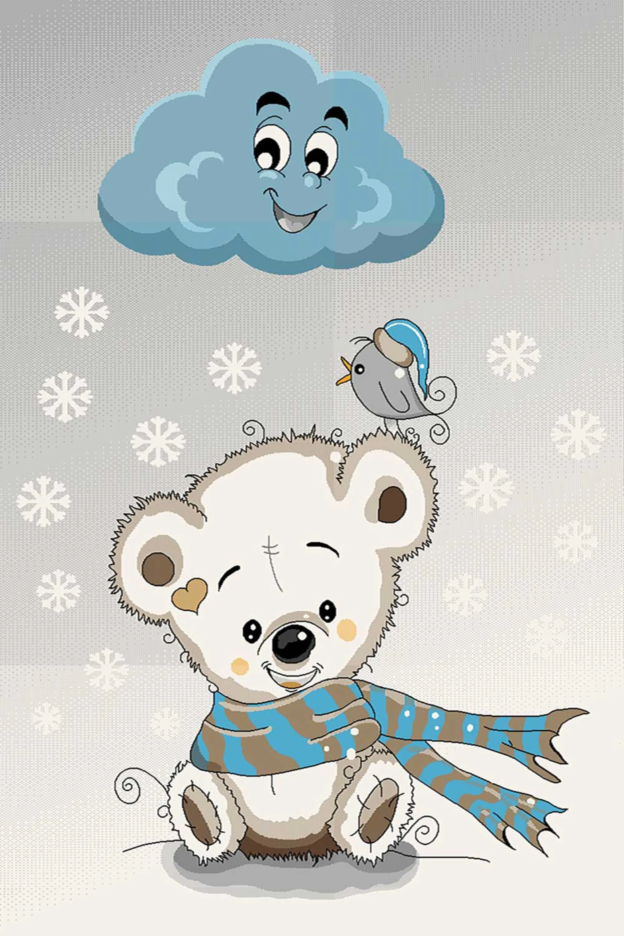 فرش طرح خرس برفی کرم کلکسیون ویژن فرش طرح خرس برفی کرم کلکسیون ویژن