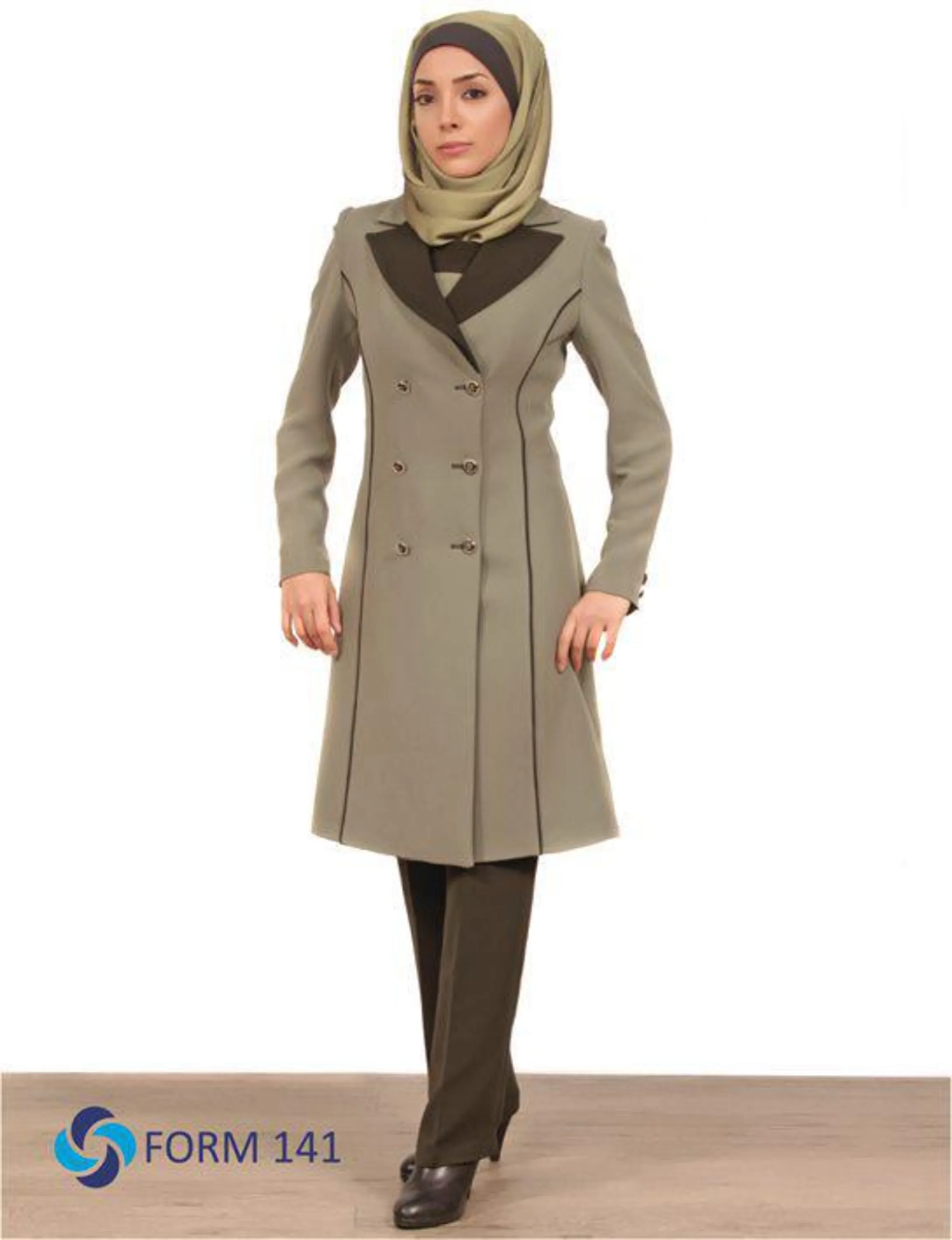 مانتو و شلوار اداری مدل فاستونی لچک دار سبز تیره کد 141 مانتو و شلوار اداری مدل فاستونی لچک دار سبز تیره کد 141
